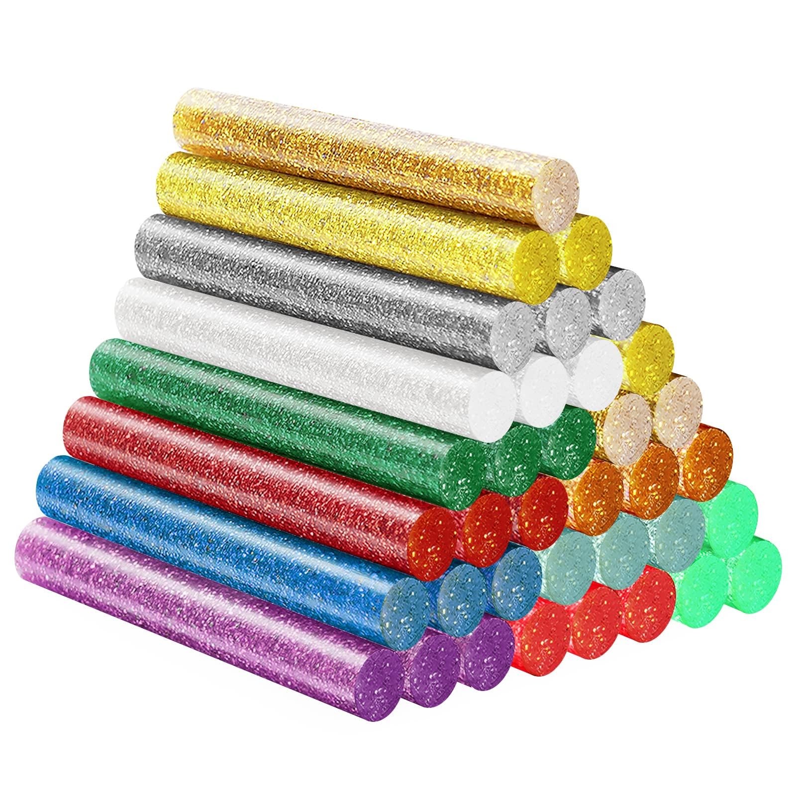 Colored Hot Glue Sticks, 100 Pack 3.93 x 0.43 in Hot Glue Sticks Full Size, EVA Glitter Colored Hot Melt Adhesive Glue Sticks for DIY Art Craft General Repairs and Gluing Projects(Random Color)