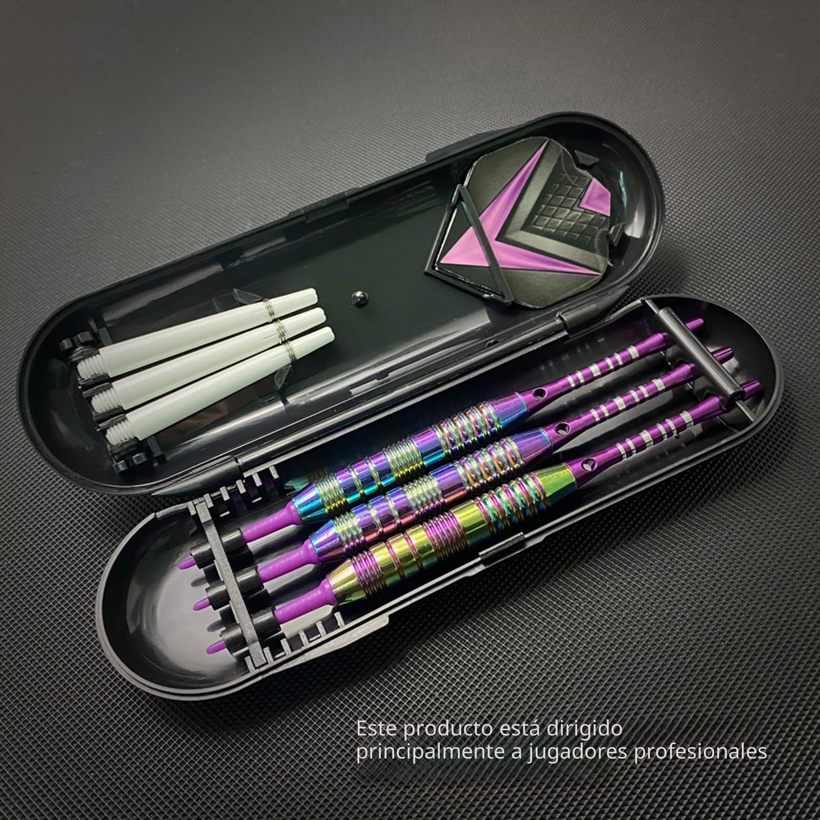 Dardos con punta de plástico de 21 gramos, juego de 3 dardos profesionales blandos, accesorios para dardos electrónicos con caja de almacenamiento (morado)