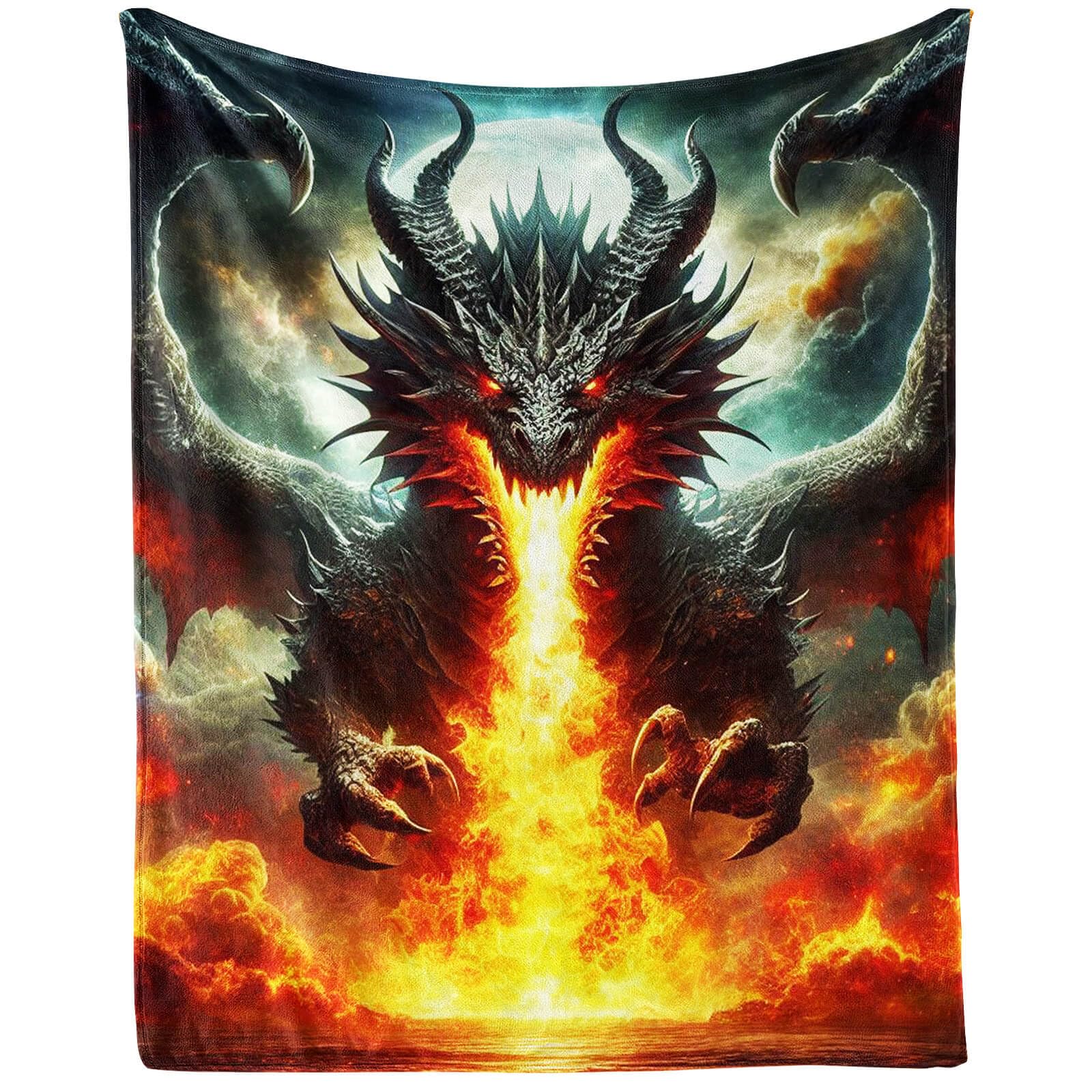 Dragon Throw Blanket - Soft Flannel Dragon Blankets for Girls & Boys - Warm Throw for All Seasons - 40"x30"