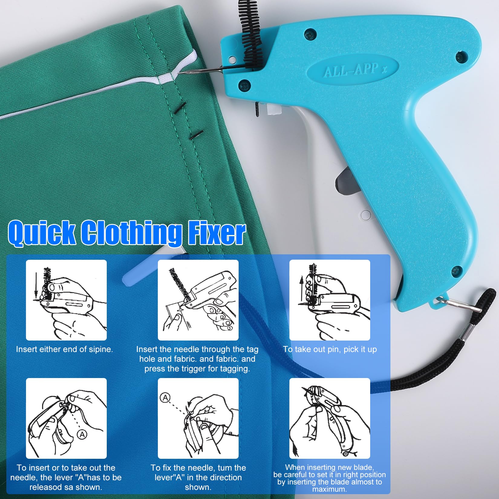 HOUSEDAY Mini Stitch Gun For Clothes - Temporary Clothing Fixer With 3 Needles & 3120 Micro Fasteners | Portable Handheld Sewing Gun For Quick Hemming & Repairs