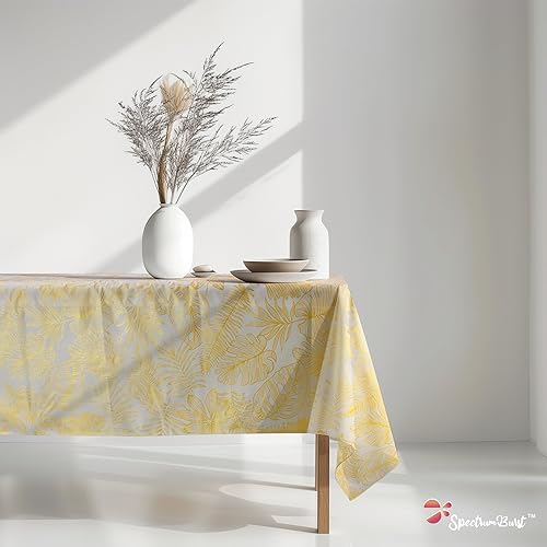 Miniatura 4 de Mantel desechable de 6 piezas con hojas doradas, manteles rectangulares de plástico elegantes de alta calidad para cumpleaños, jubilación, ducha,