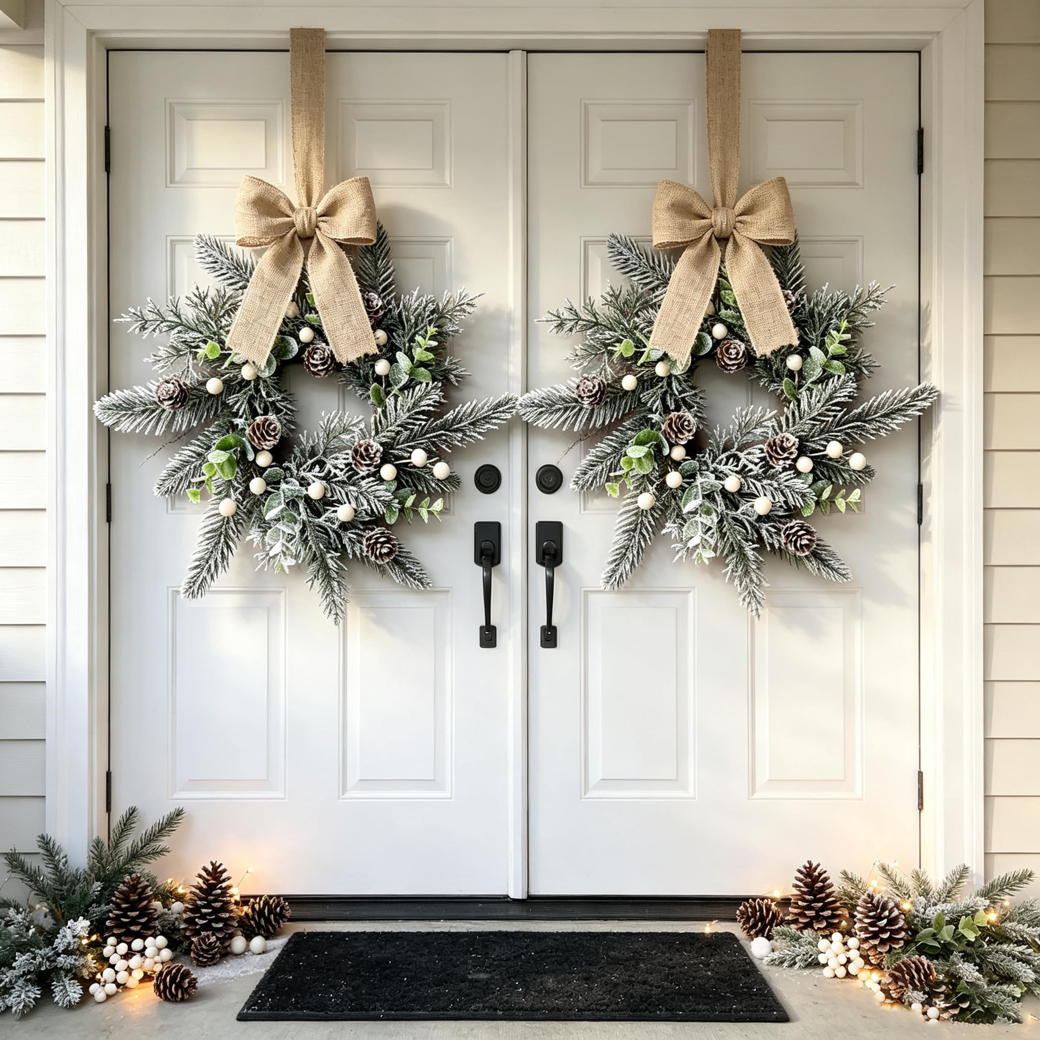 Ghirlanda artificiale verde primaverile estiva con mini eucalipto per mobili da cucina, con nastro, per porta d'ingresso, portico, parete, finestra, decorazione per casa colonica (6, cedro)