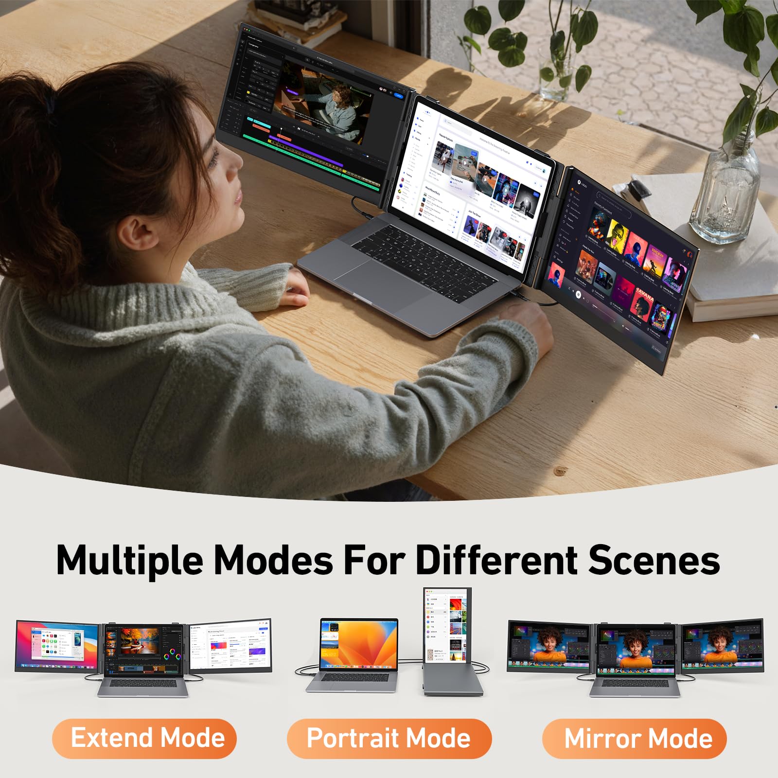 14.1'' Triple Laptop Screen Extender, 2.2lbs Ultra-Light Portable Monitor view 7