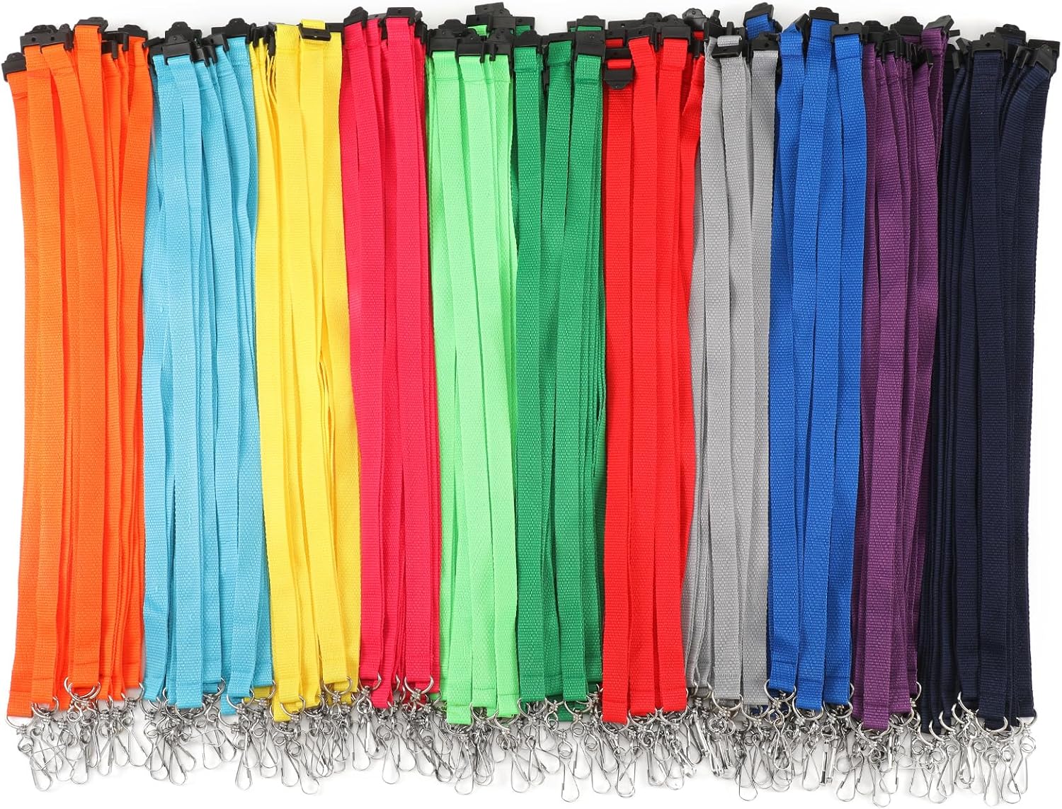 Patelai 120 Pcs Breakaway Lanyards with J Hook Bulk Flat for ID Badges Neck Badge Lanyards Card Nametag Holder Neck Straps (Mix Color)