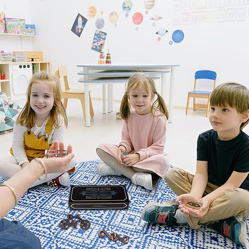 Miniatura 6 de 5 piezas de rompecabezas de metal 3D, rompecabezas de cerebro para adultos y adolescentes, rompecabezas de metal altamente difíciles, juego de