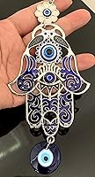 Vista 6 de Betterdecor Colgante de pared de mano Hamsa de mal de ojo azul para decoración de coche de oficina en casa 023
