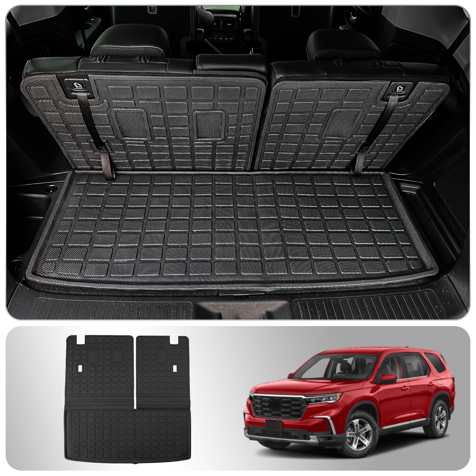 cargo mat compatible with 2023 2024 honda pilot trunk mat cargo liner trunk liner tpe all weather back seat cover protector pilot accessories (trunk mat with backrest mat)