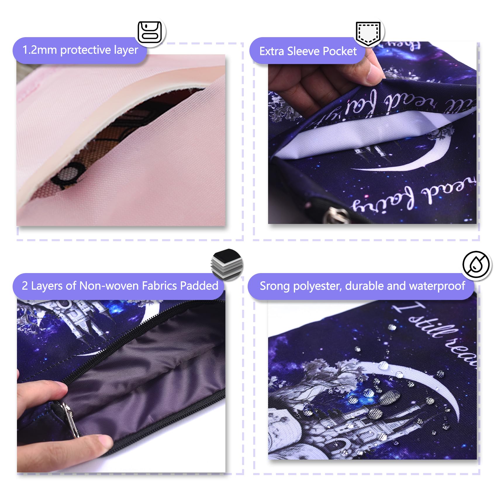 Custodia Per Libri Con Cerniera - Hanoi Collection Detroit, Blu, Grande (28x22 Cm) - Foto 8