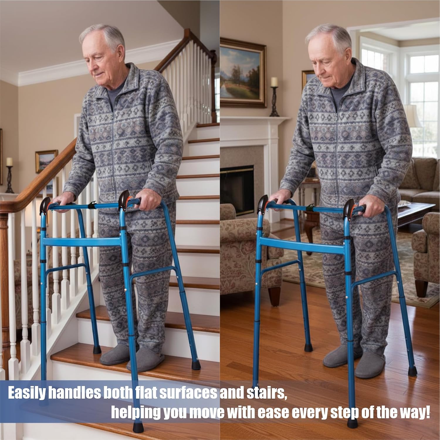 Foldable Stair Climbing Assist Walker, Adjustable 4-Leg Height Support Tool for Home Stair Use image 5