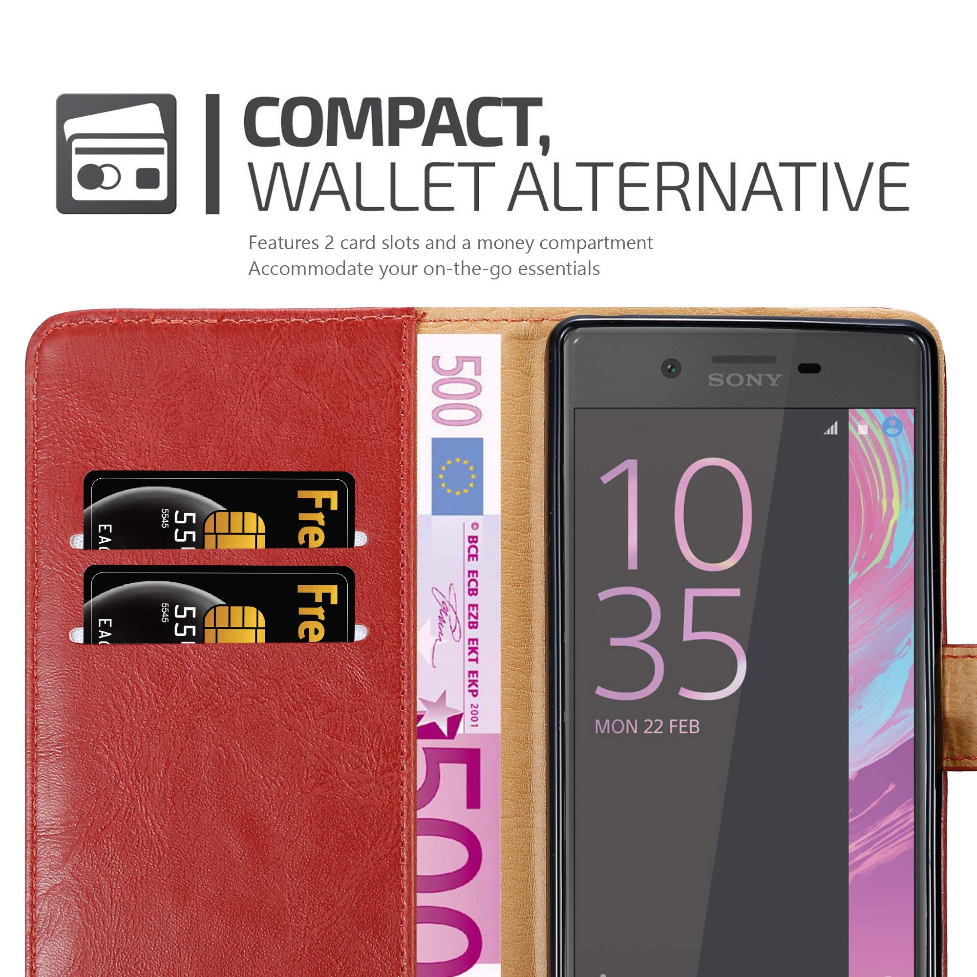 Cadorabo Custodia Libro Portafoglio Per Sony Xperia Z4 - Pelle Finta Rossa Vinaccia Con Chiusura Magnetica
