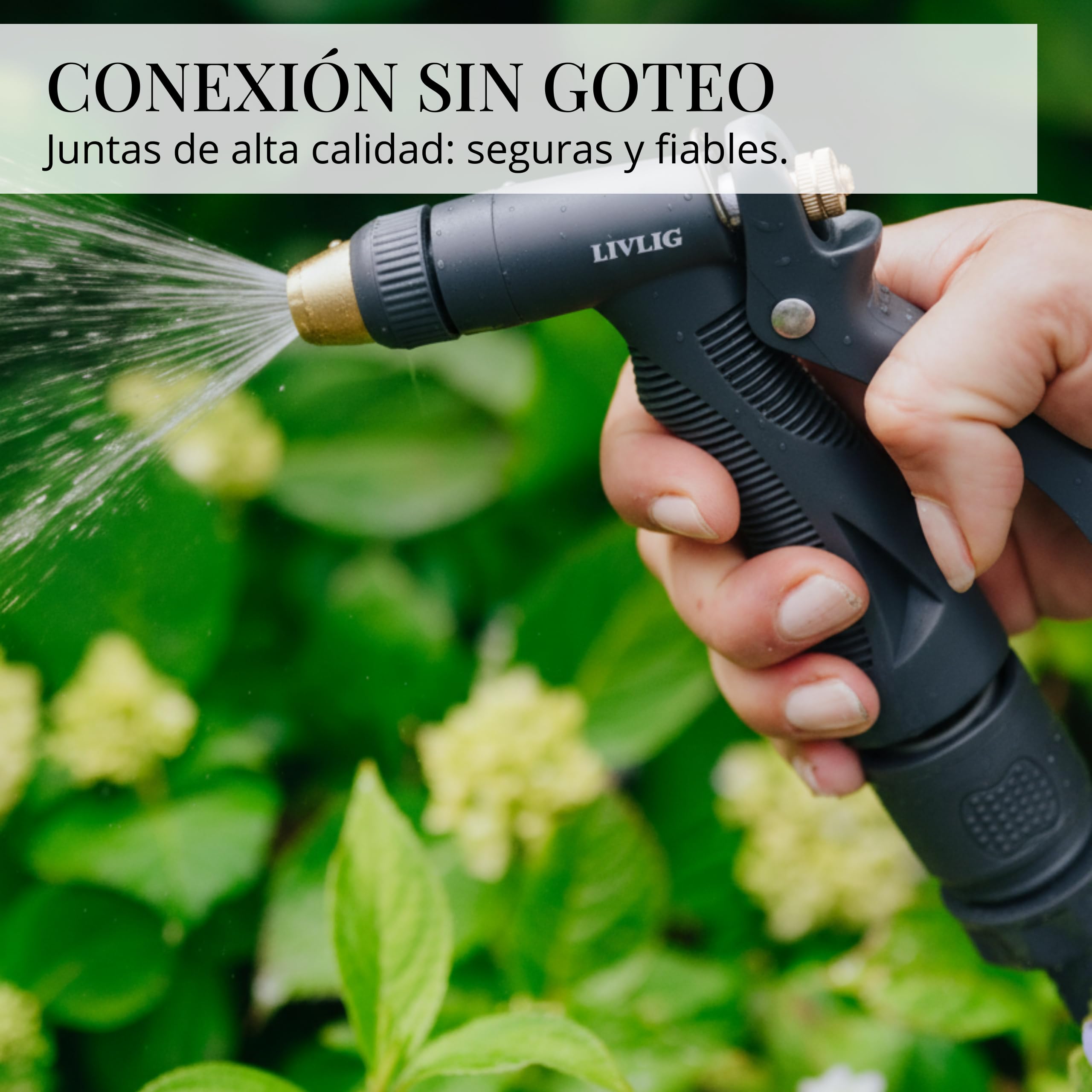 LIVLIG - Conector de manguera de plástico para manguera de jardín de 1/2 pulgadas en juego, acoplamiento de goma para manguera de jardín, color antracita