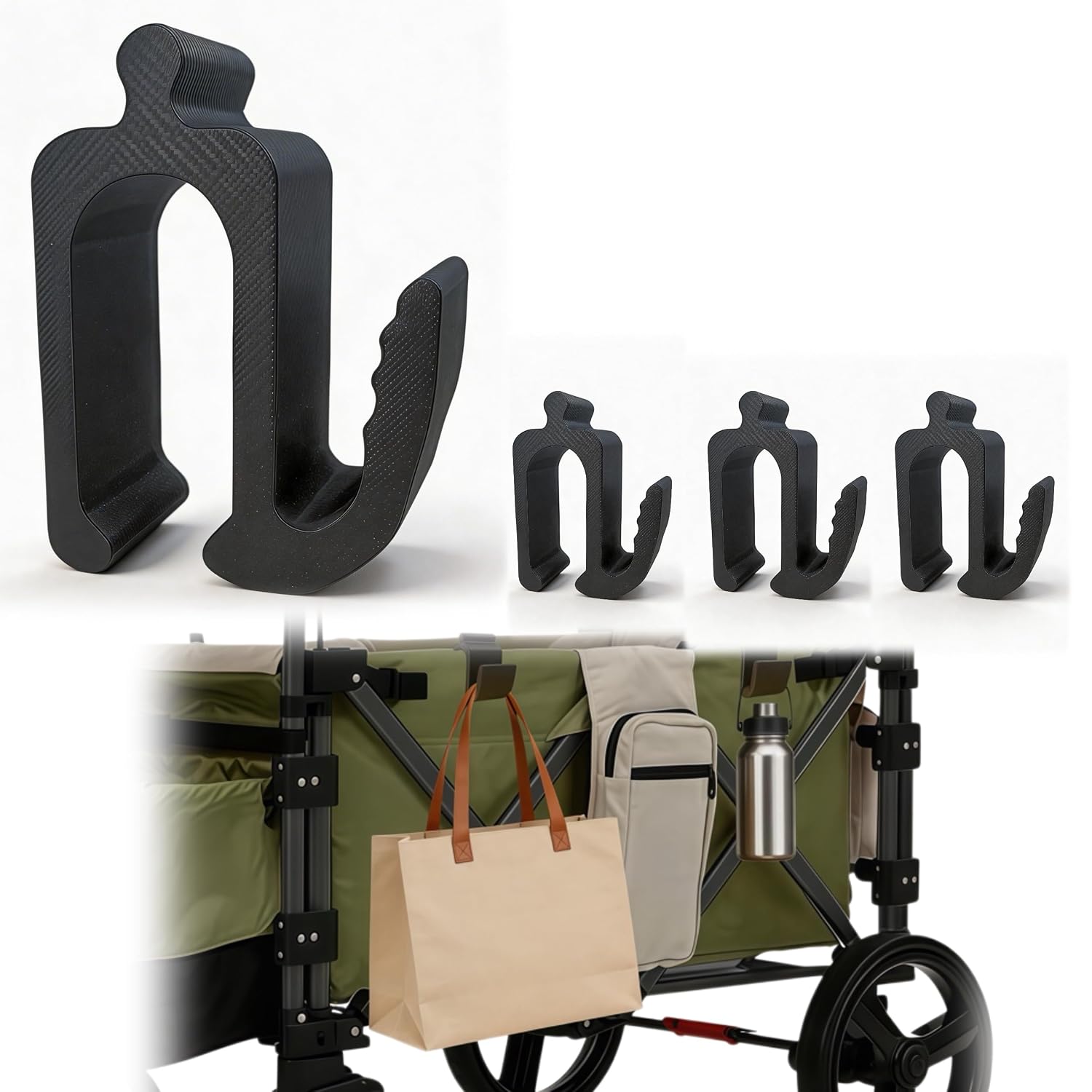 Multipurpose Side Hooks for Wonderfold Wagon, Upgraded Side Hooks with 30kg Load Capacity for Wonderfold Wagon W4, Perfect for Organized and Space-Saving Travel(4PCS)