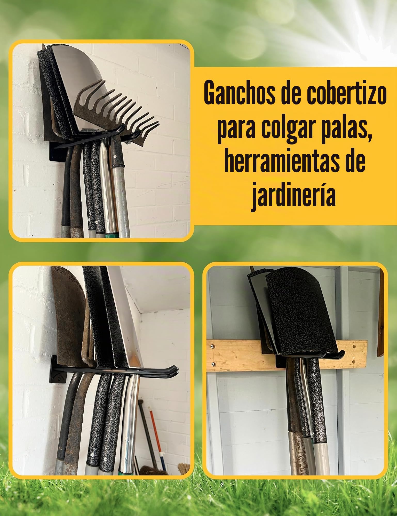 Ganchos Pared Largos para Garaje - ganchos para colgar herramientas, Soporte Pared Bicicleta y organizador herramientas jardin