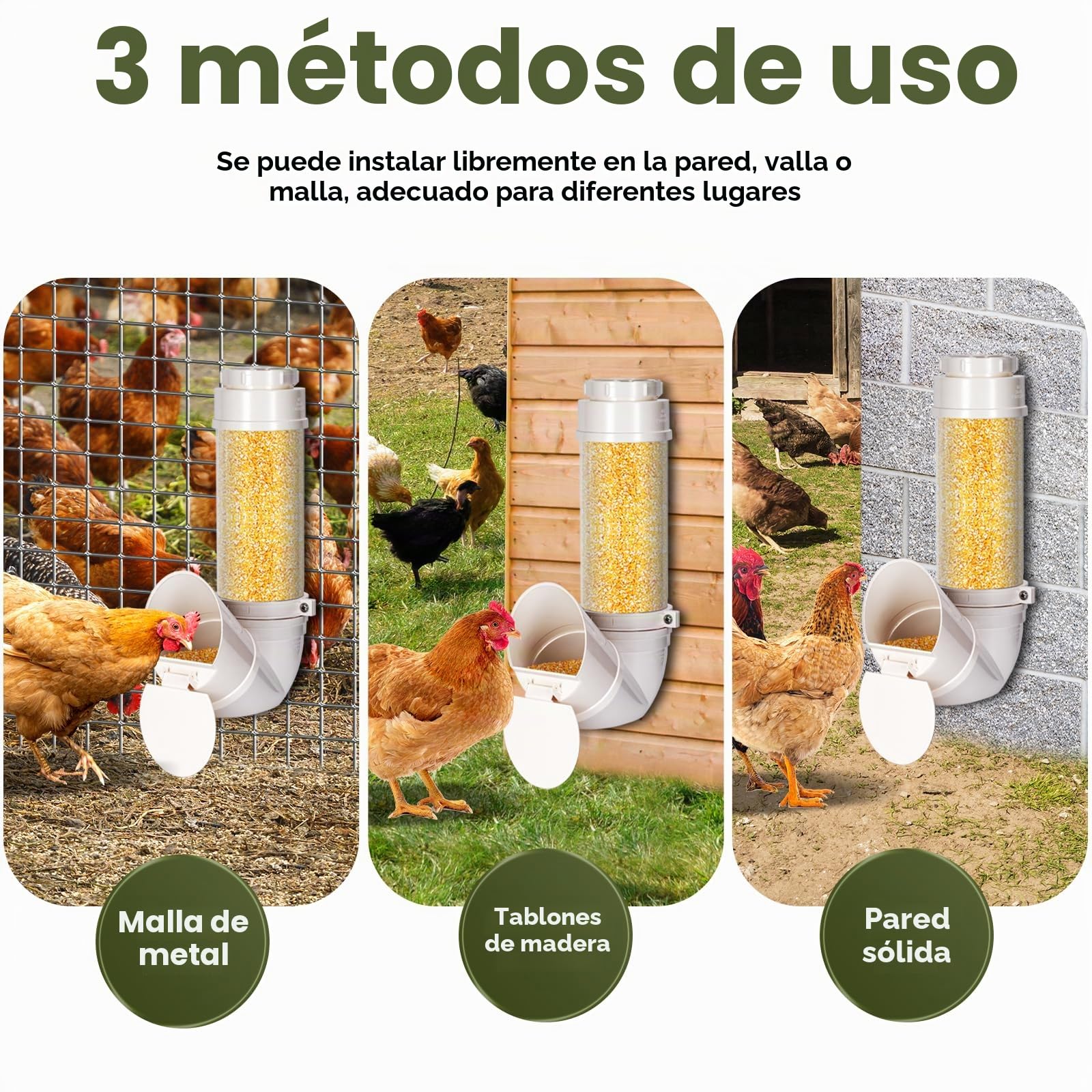 Comedero AutomáTico para Pollos De PVC. Comedero para Aves De Gran Capacidad 3 Kg con Cubierta Protectora contra La Lluvia por Gravedad Sin Desperdicio para Patos, Pavos