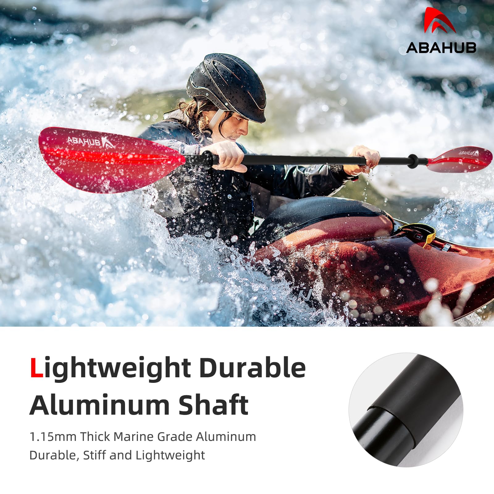 Abahub 218/230/241 cm wiosło kajak podwójny aluminiowy wiosło z paddleline | 3 rozmiary: 218, 230, 241 cm. Alu trzonek, plastikowe ostrza, w zestawie paddleline. Do kajaków, kajaków, łodzi. 7 kolorów.