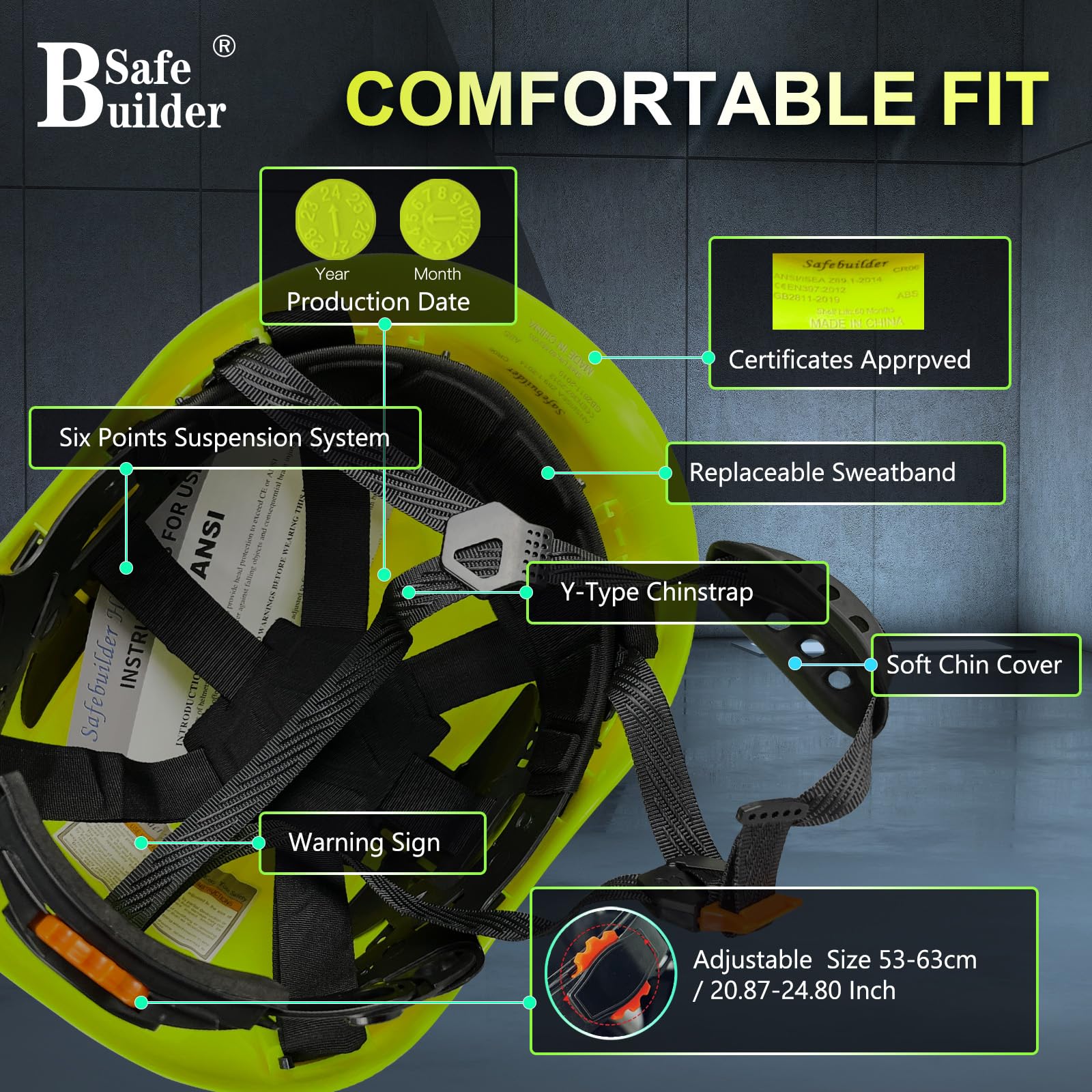 SAFEBUILDER Cascos duros con orejeras Bluetooth, casco de seguridad con visera ventilada ajustable para construcción forestal ANSI