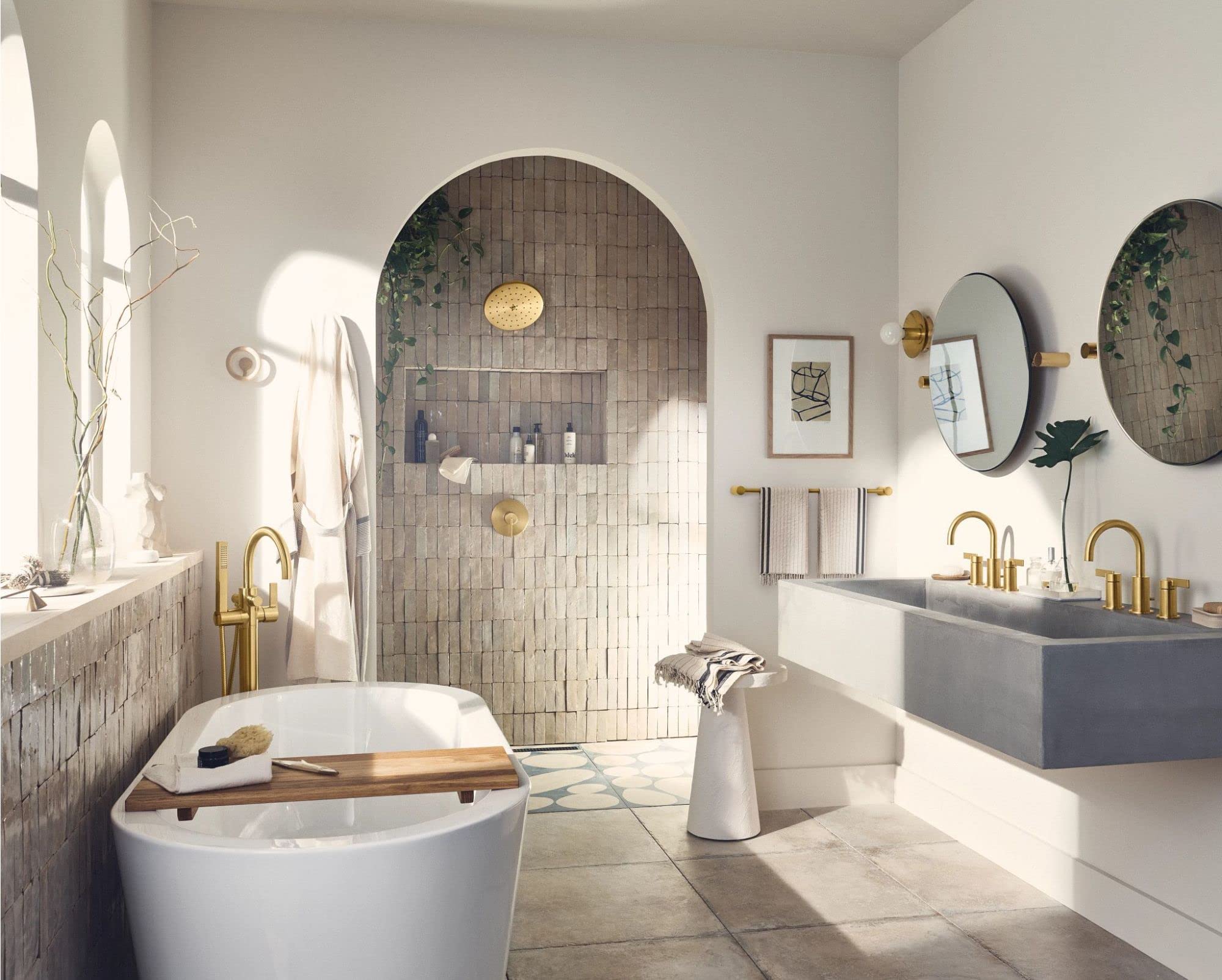 Moen T6222BG CIA Collection 8 in. Widespread 2-Handle High-Arc Bathroom Faucet Trim Kit, Valve Required, Brushed Gold