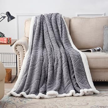 EAQ Cuddly Fluffy Sherpa Flannel Sofa Throw Blanket Sofa Blanket Double Face Extra Soft Living Room Sofa Throw Couch Blanket for Bed Sofa Grey 130 x 150 cm