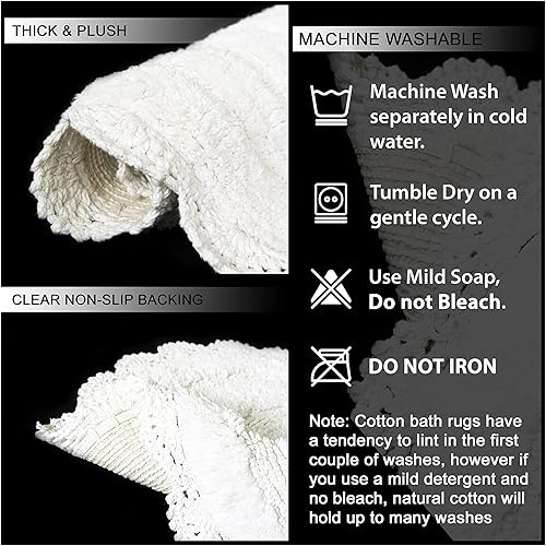 Miniatura 5 de Chardin home Alfombra de baño de ganchillo blanco, 100% algodón semicírculo con borde de ganchillo artesanal hecho a mano, forma de D de 20 x 32