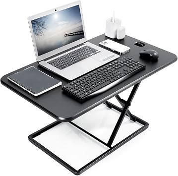 VIVO Ultra-Slim 32 Inch Single Top Height Adjustable Standing Desk Riser, Compact Sit Stand Desktop Converter for Monitor or