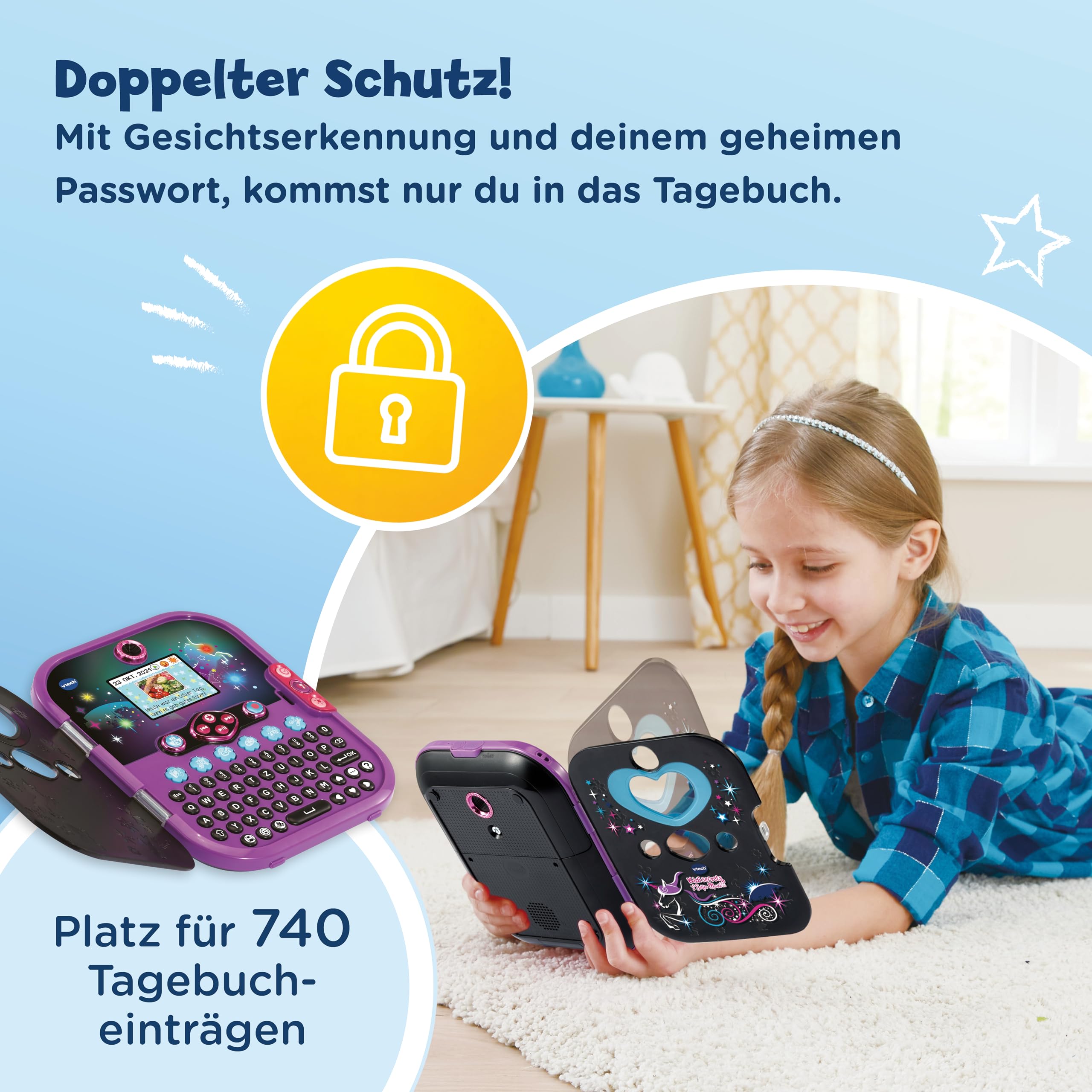 VTech Kidisecrets Selfie Music 2.0 Kindertagebuch mit 2 Kameras
