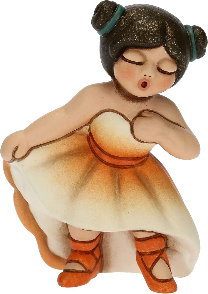 Thun soprammobile bomboniera bimba ballerina con tutù arancione in ceramica 8018594425378