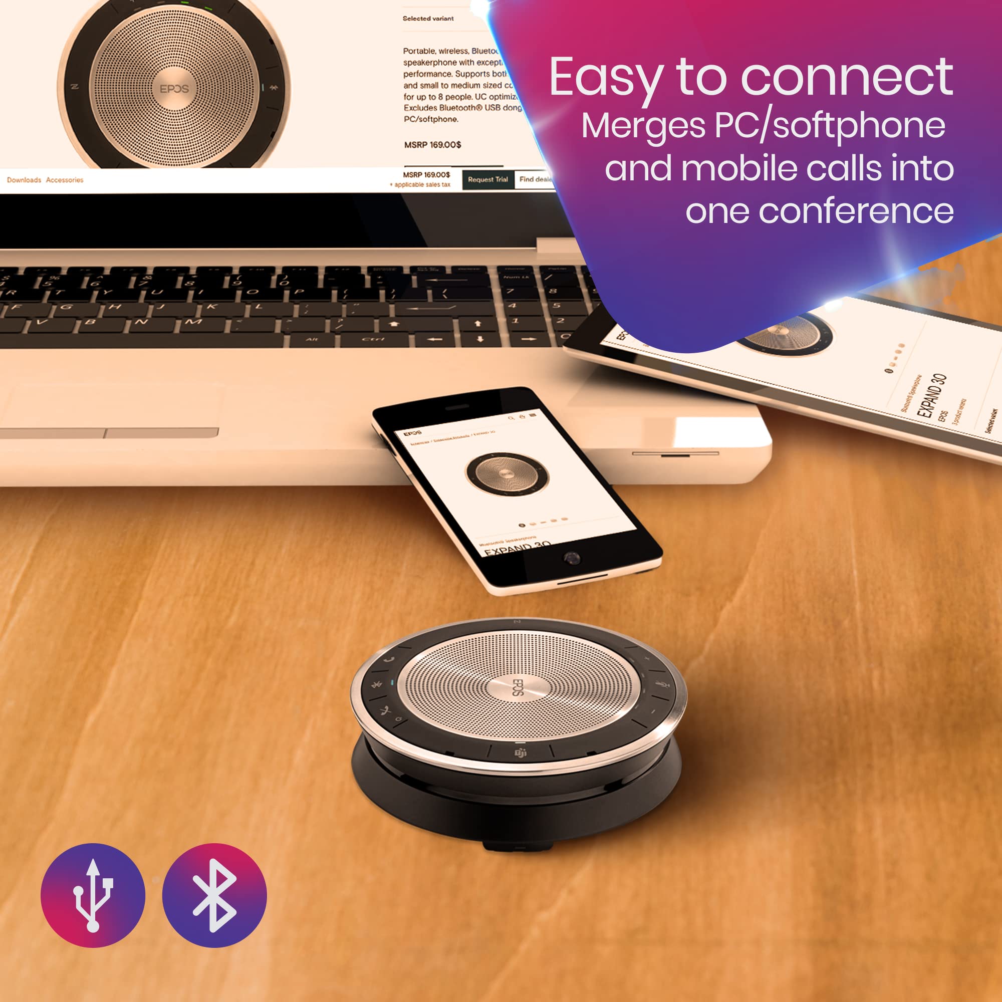 Amazon.com: EPOS Sennheiser SP 30T Speakerphone w/USB Bluetooth