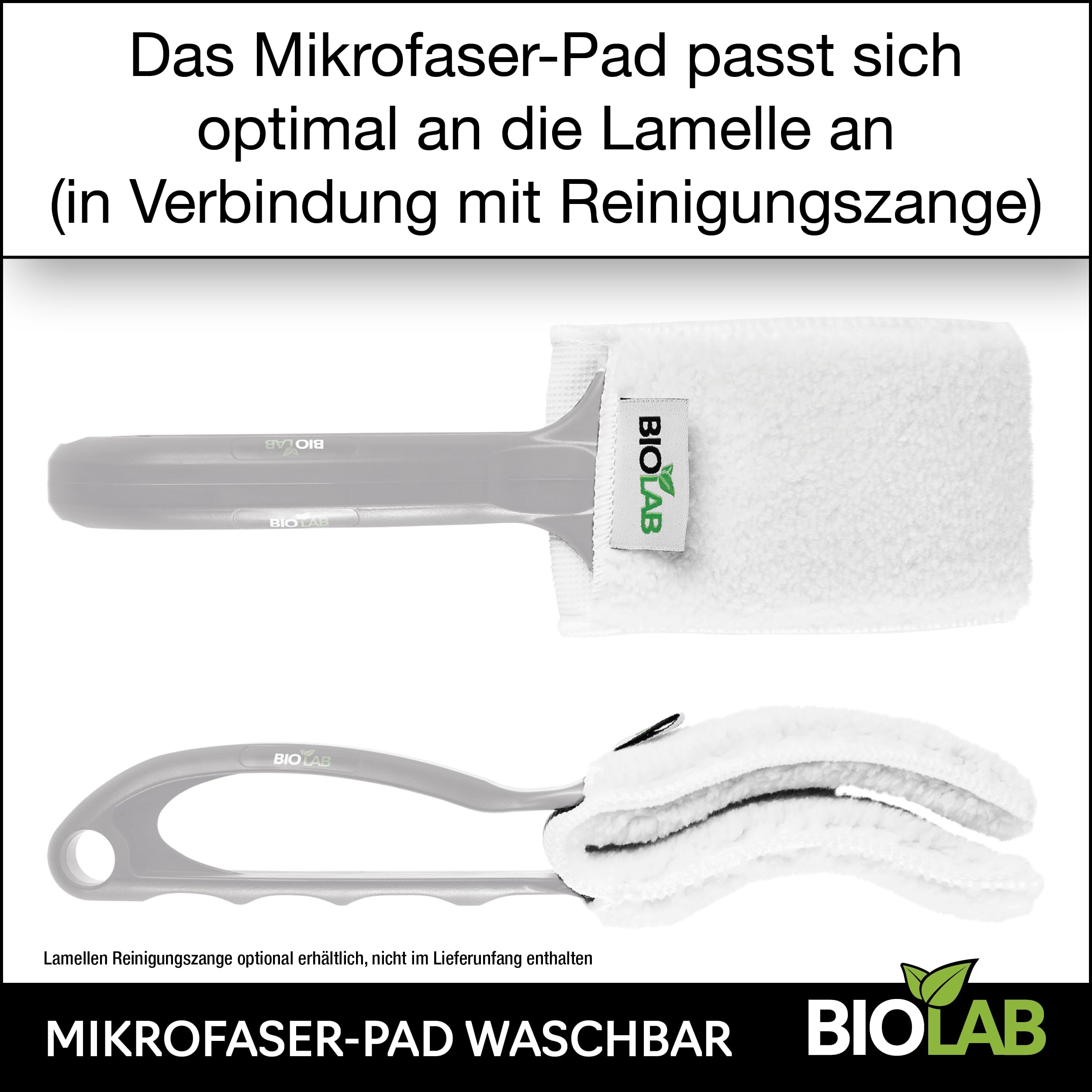 BIOLAB Set 4 Panni In Microfibra Lavabili Per Pulizia Lamelle E Tende - Ricambi Per Spazzola - 2
