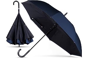 ANYWEATHER Windproof Umbrella with Hook Handle and Dual Canopies