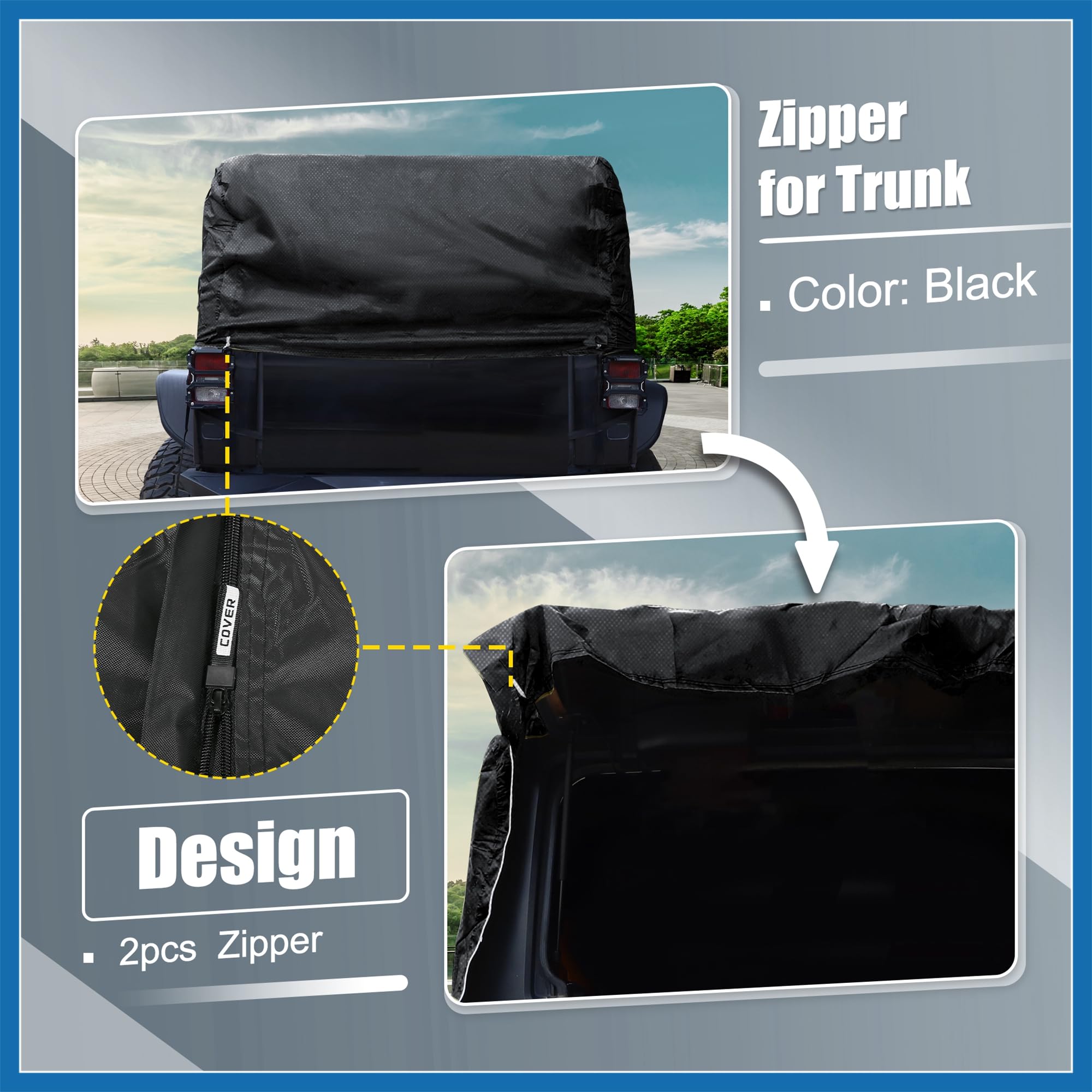 A ABSOPRO Autoabdeckung SUV Autoplane Outdoor Vollgarage Auto Abdeckplane für Jeep Wrangler JK JL Hardtop 2 Tür Schwarz Artikelaustausch