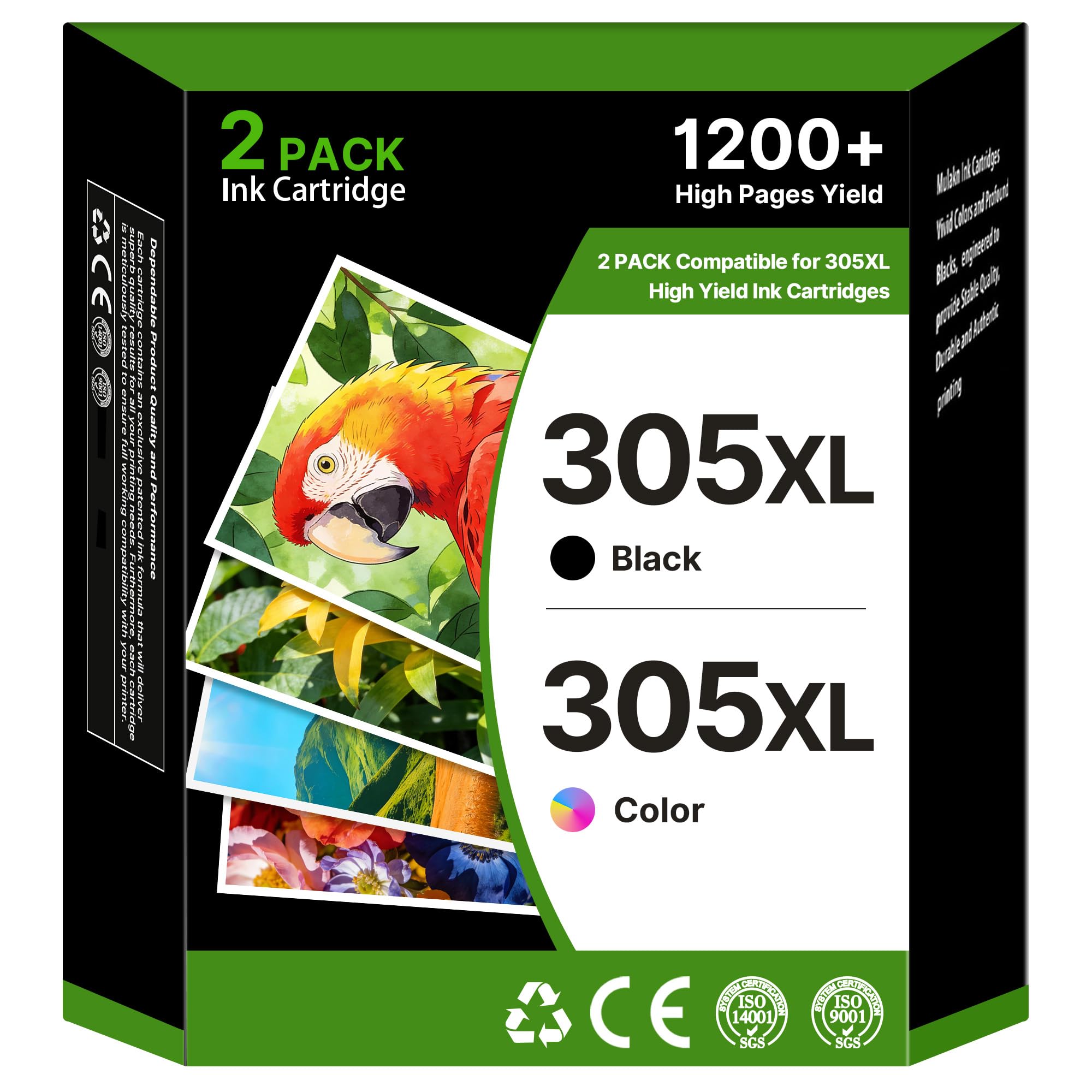 305XL Sostituzione per Cartucce HP 305 Nero e Colore per Envy 6020e 2-Pack | 305 XL, Sostituzione per Cartucce HP Envy 6020e, 6000, 6120e, 6420e, 6020e, 6032, DeskJet 2720, 2720e, 2820e, 2800e, 4120e
