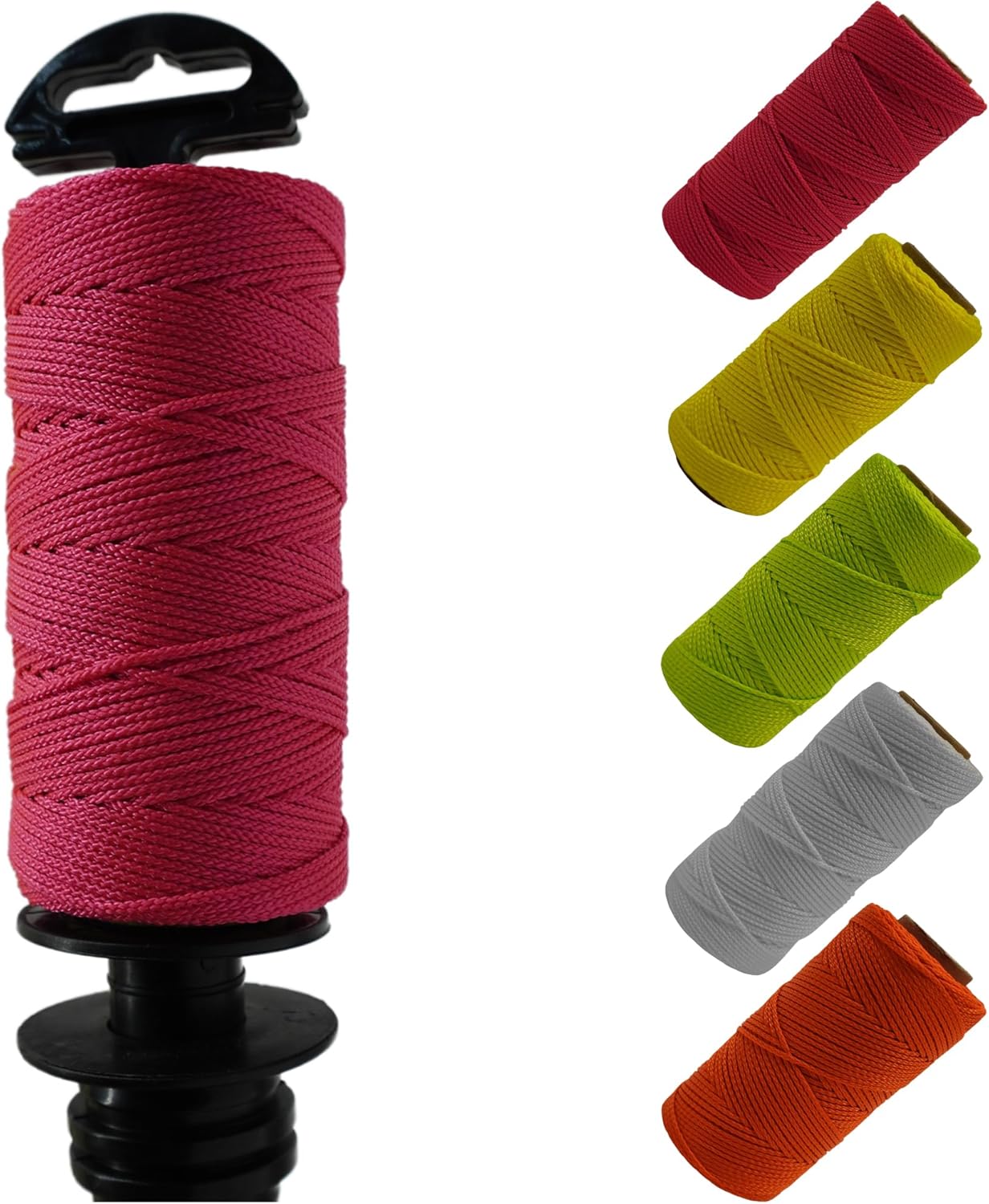 Nylon Mason Line #18 - Seine Twine for Brick Builder Construction - Level Plumb Guide Line - Neon Pink 500 Foot Spools 24 Pack Case