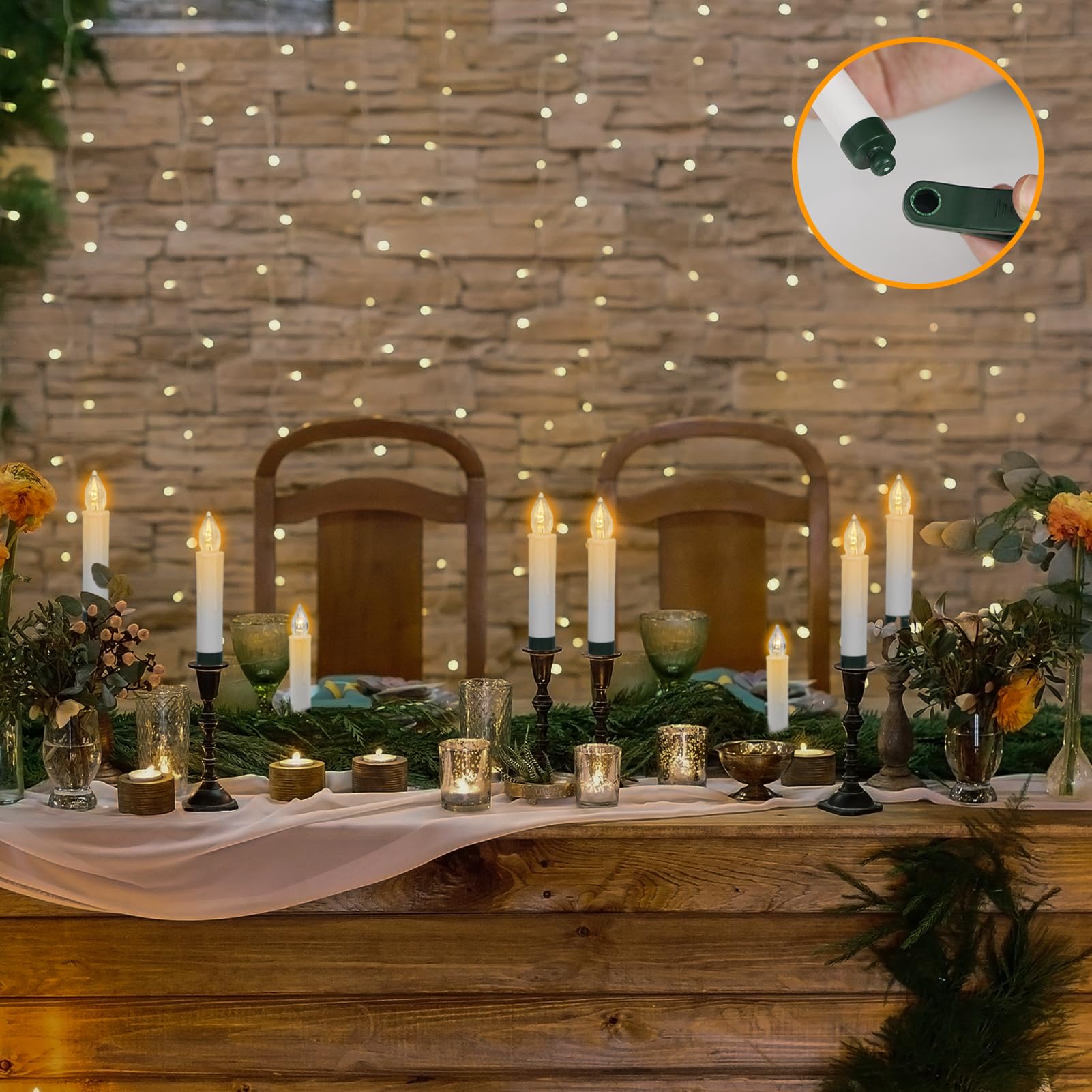 Candele a forma di albero di Natale, senza fiamma, funzionamento a batteria, con telecomando a 10 tasti e timer, confezione da 30 candele in plastica 3D con stoppino tremolante a LED,