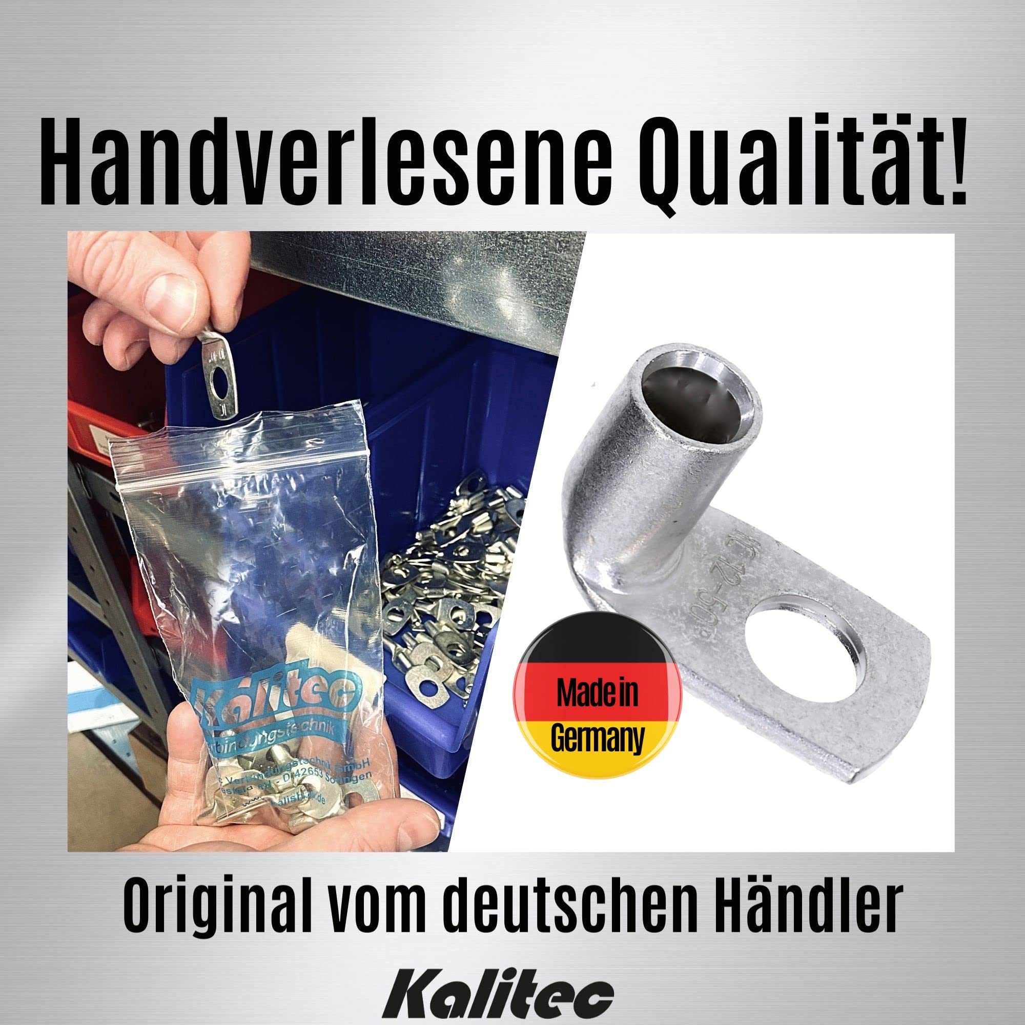 Kalitec 10x Rohrkabelschuhe 50mm² M12-90 Grad Gewinkelt - Kupfer