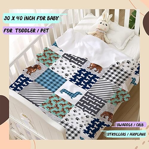 Miniatura 2 de Manta de perro salchicha de forro polar muy suave y divertida, manta de viaje para cama, sofá, 40 x 30 pulgadas para bebé