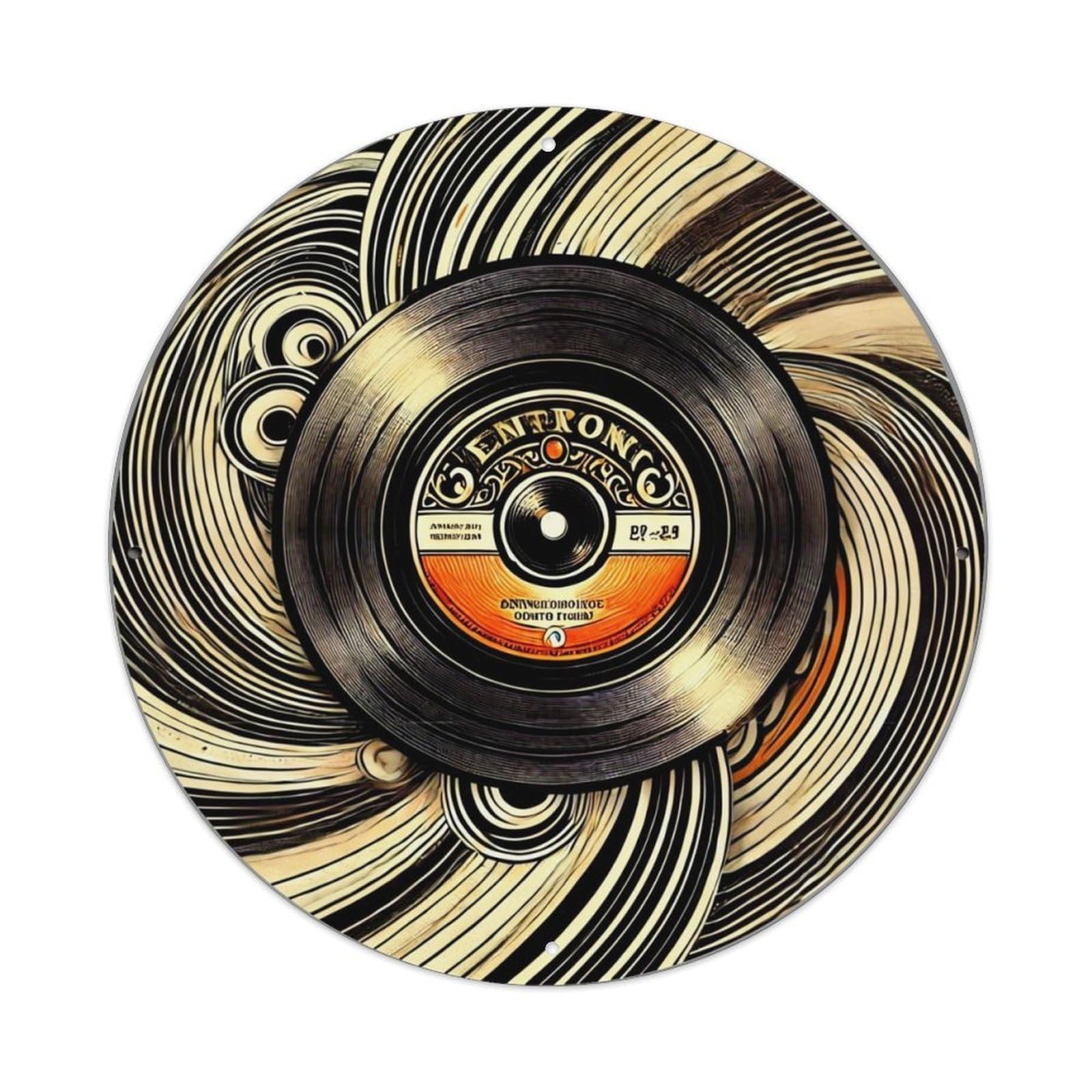 Jdyaojiesheng Vintage Swirling Vinyl Record Pattern Art Round Tin Sign Retro Metal Wall Decor Metal Poster, Home Bar Garage Farmhouse Cafe Wall Art Decoration 8X8inch