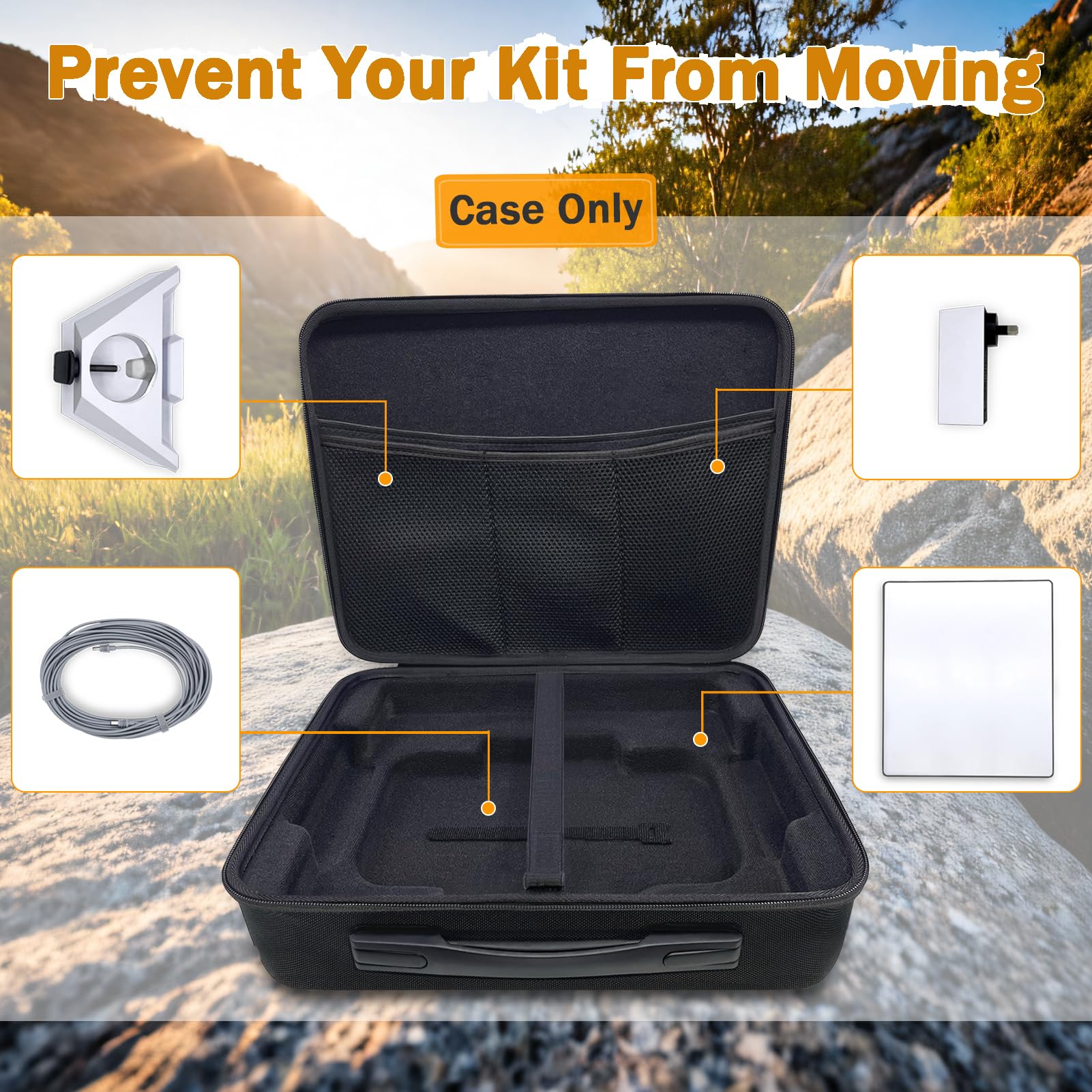 Klawdsky Case for Starlink Mini, Portable Travel Carrying Case for Starlink Accessories, Stand, Power Adapter, and Cables – Ideal for Camping and Outdoor Use (Case Only)