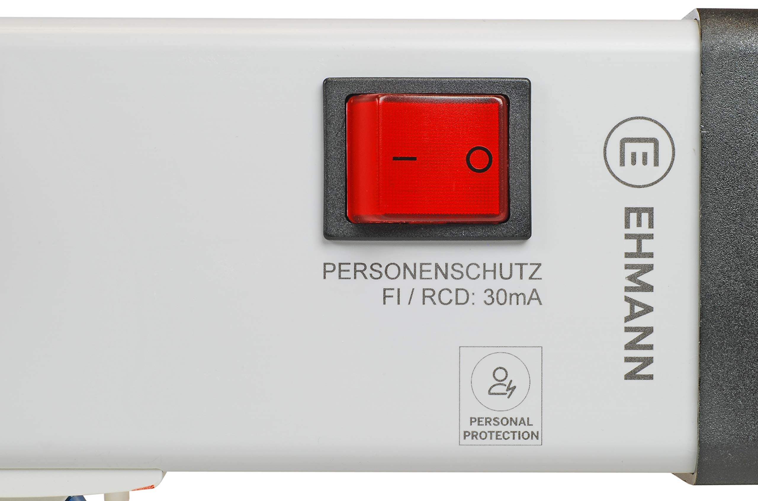 EHMANN 0221x00022301 Personenschutz-Steckdosenleiste 2-Fach mit integriertem FI-Schalter 30mA, 1,5 m Zuleitung