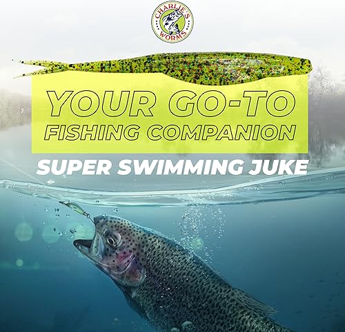 Miniatura 6 de Charlie's Worms Cebo de pesca artificial, súper juke de natación de agua dulce y salada, señuelos de pesca perfumados suave cebo 8 unidades