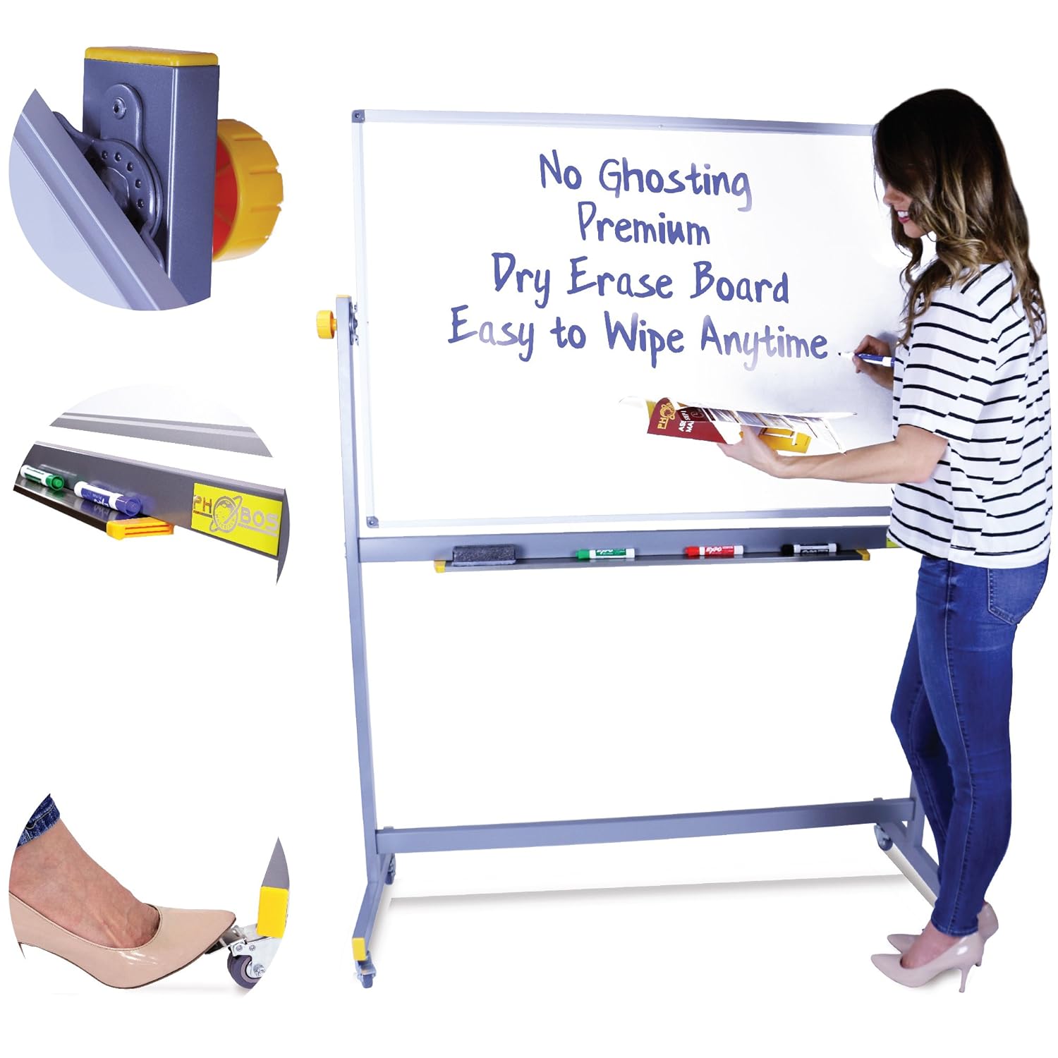 Rolling Whiteboard Mobile Whiteboard Dry Erase Board with Stand