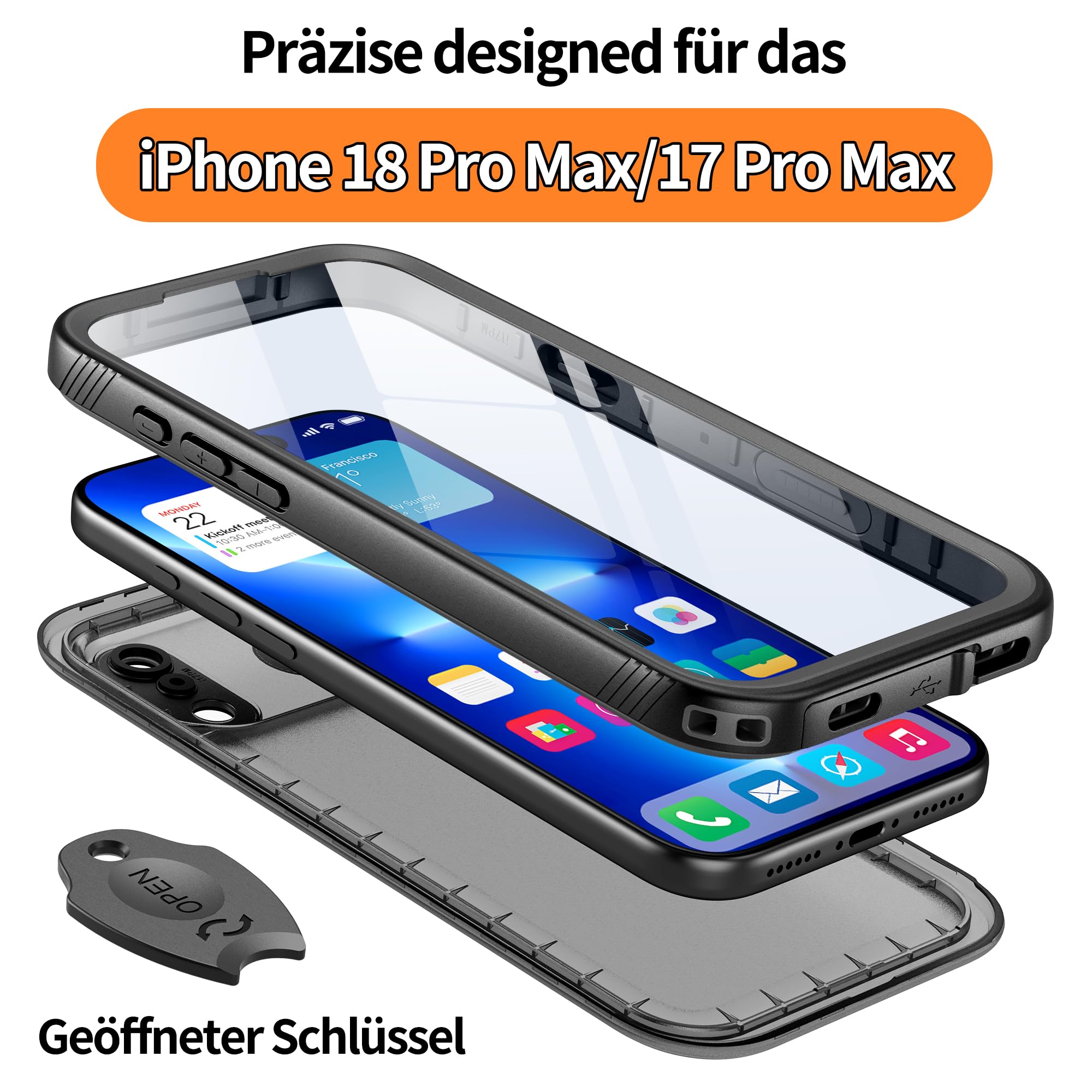 Cozycase TOP Militärschutz Wasserdichte 360 Hülle Für iPhone 17 18 Pro Max – Ansicht 3