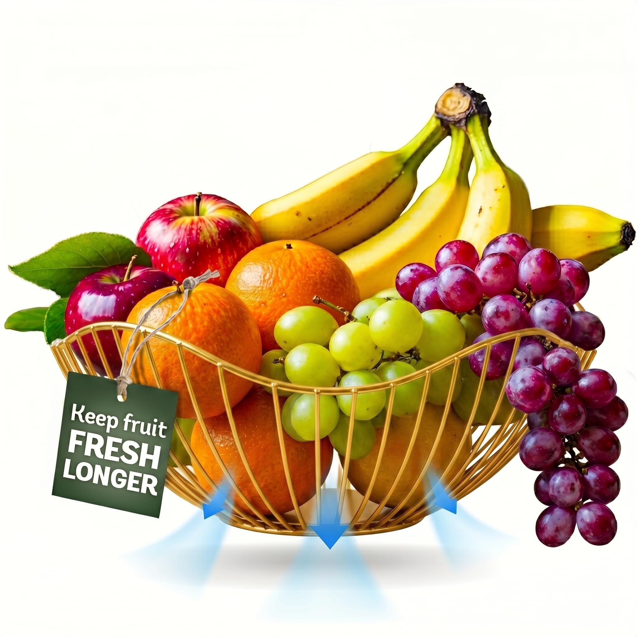 Koimiao Metal Fruit Bowl Basket – Durable Wire Fruit Holder for Kitchen Counter, Modern Home Decor & Table Centerpiece, Ideal for Storing Fruits, Bread, or Potpourris (Golden-Wavy) — image 1