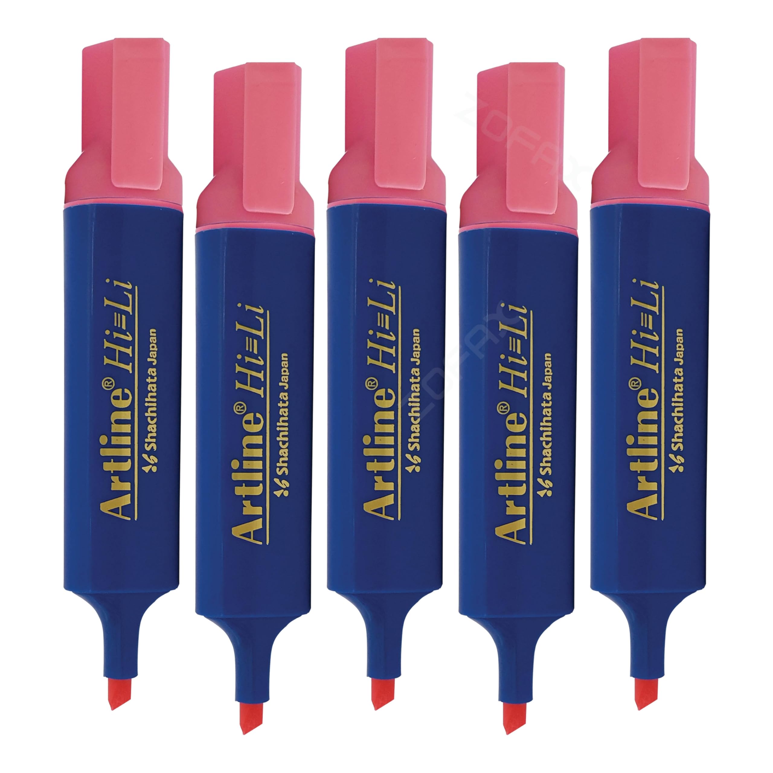 HiLine Highlighter Pens, PINK, Pack of 5, Chisel Tip (1-5.0mm), Quick Dry, Ergonomic Shape, School Office Home Fluorescent Highlighter Markers