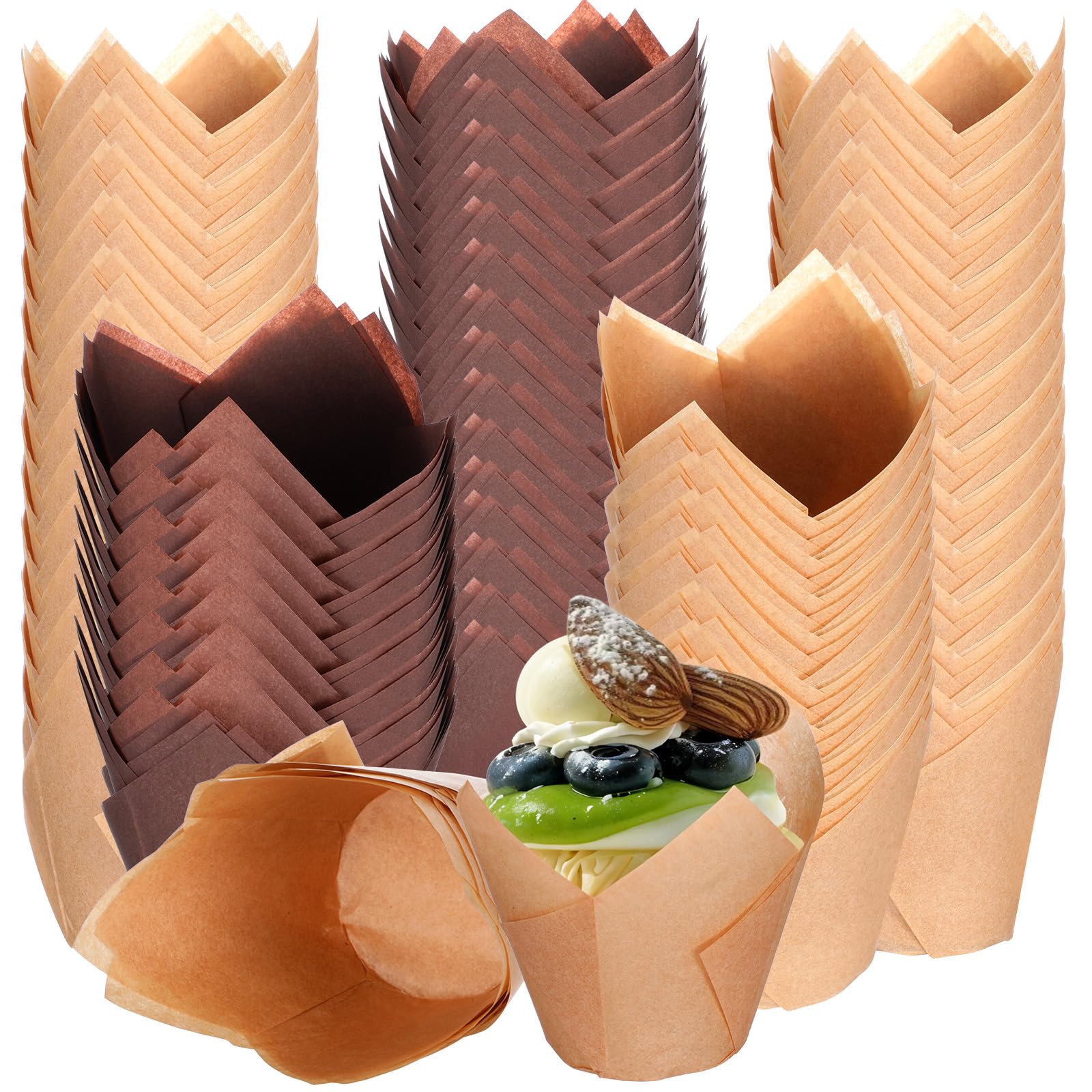 800 pirottini per cupcake a forma di tulipano, per muffin, stampati, incarti oleati, decorazioni per cupcake, bouquet, feste di compleanno, matrimoni, addio al nubilato