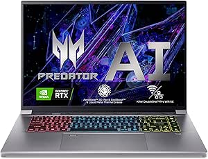 Acer Predator Triton Neo 16 PTN16-51-7177 - Ordenador Portátil Gaming 16" WQXGA 165 Hz (Intel Core Ultra 7-155H, 32GB RAM, 1TB SSD, NVIDIA GeForce RTX 4070, Sin SO) Plata - Teclado QWERTY Español