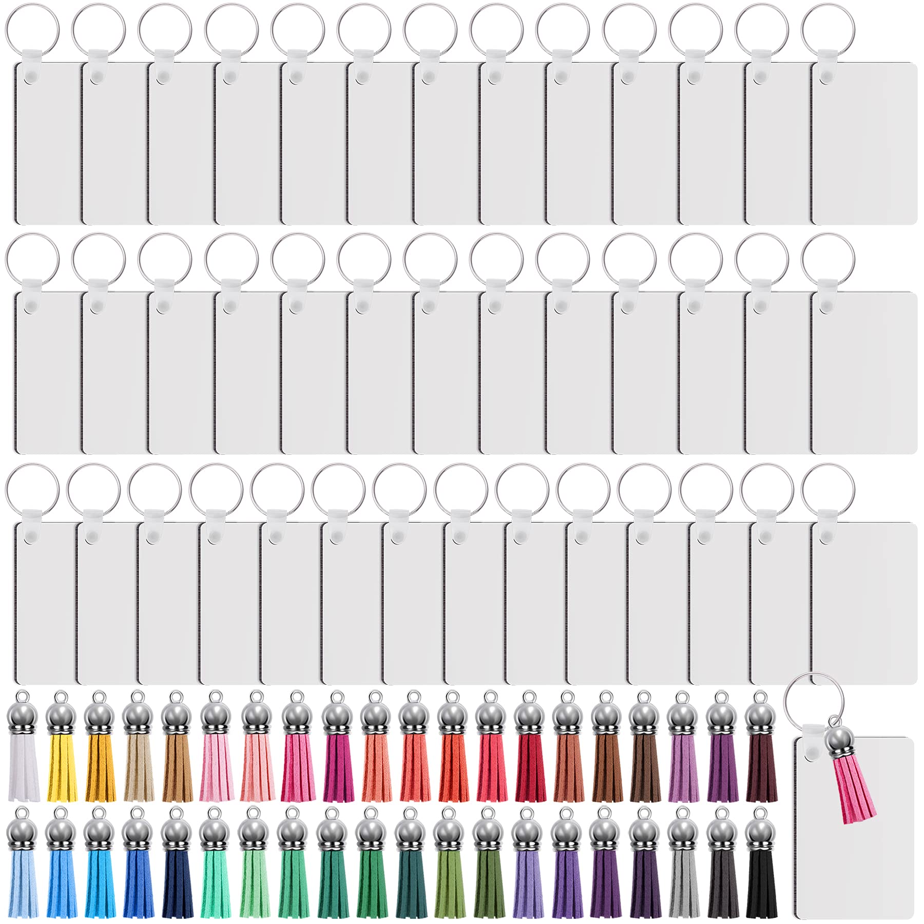 Duufin 160 Pieces Sublimation Keychain Blanks Set, Rectangle, Acrylic, keychain,