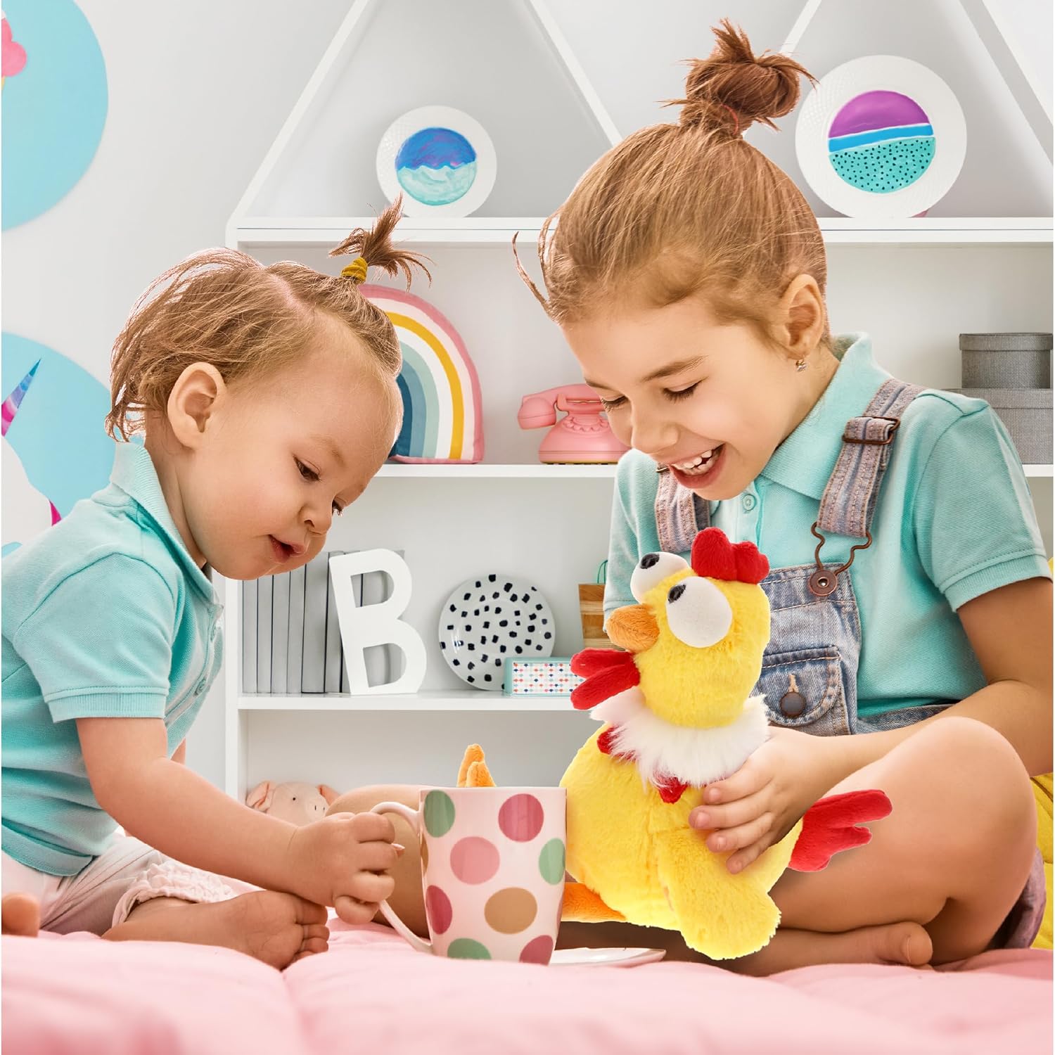 DolliBu Plush Rooster Stuffed Animal - Soft Huggable Sitting Yellow Rooster, Adorable Playtime Rooster Plush Toy Gift, Cute Farm Life Cuddle Gifts for Kids & Adults - 9.5 in