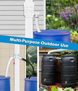 WADEO Rain Barrel Hose Connector, Compatible with Downspout Diverters(1.25'' Outlet Diameter) & Links Rain Barrels for Increased Storage