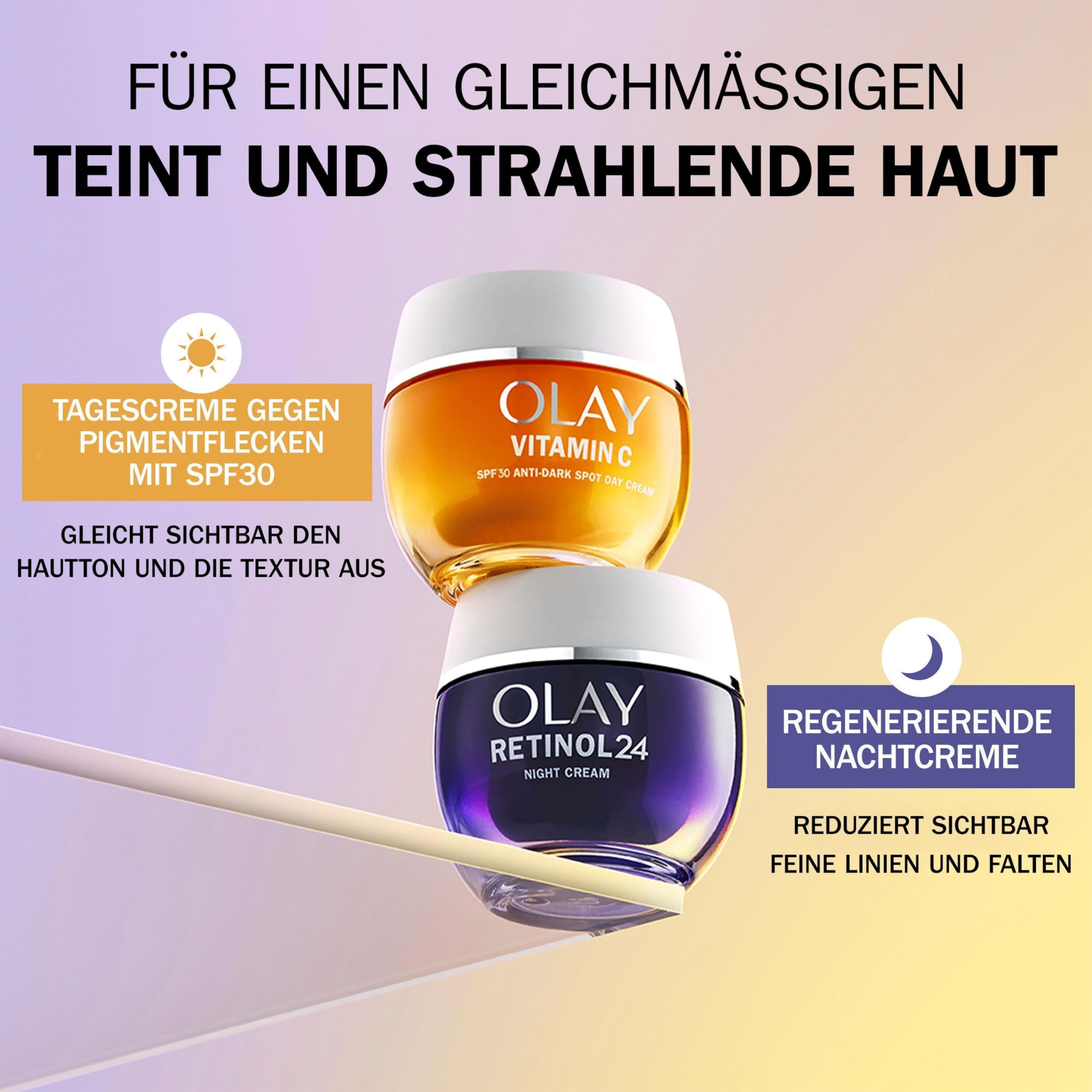 Olay Retinol 24 Nachtcreme Feuchtigkeitscreme fürs Gesicht, Hautpflege mit Antioxidativem Vitamin E, Übernacht Anti-Aging Pflege: glättet, erneuert und spendet Feuchtigkeit, 50ml