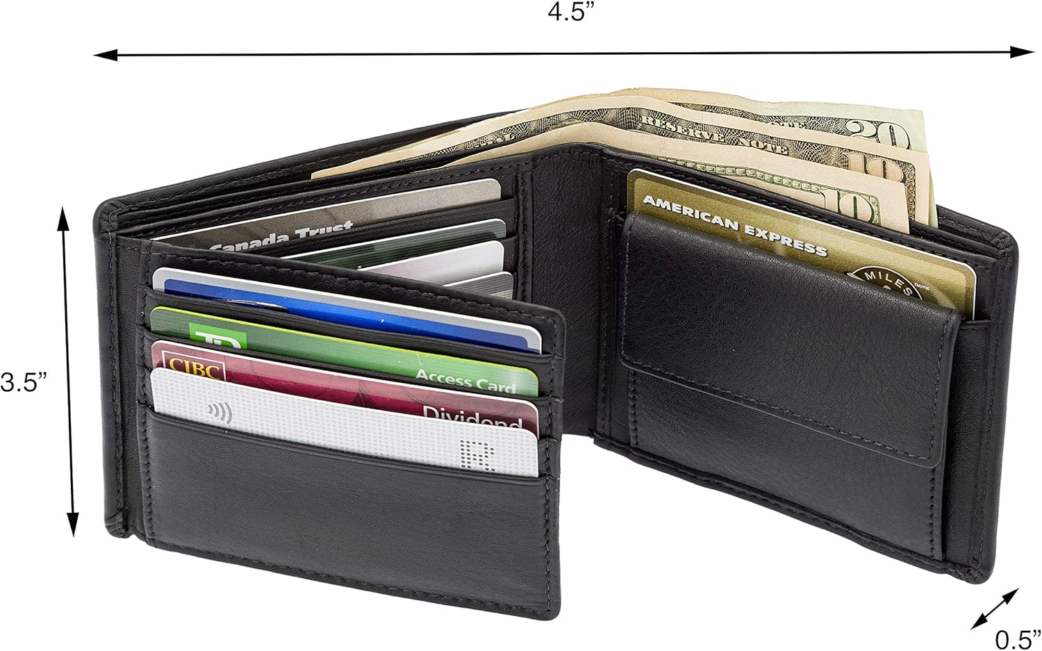 Men’s Genuine Leather Bifold Wallet – Slim RFID Blocking Wallet with ID Window, Credit Card Holder, Gift Box Included